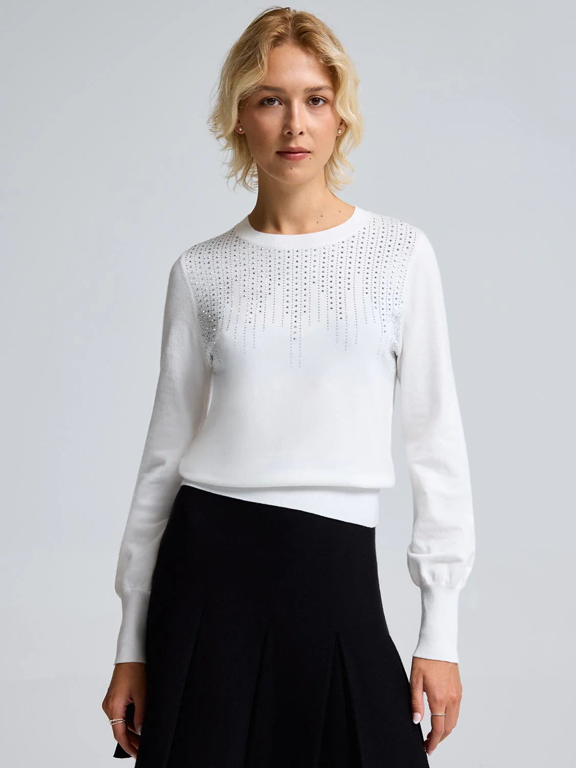 Sequin Detail Round Neck Sweater