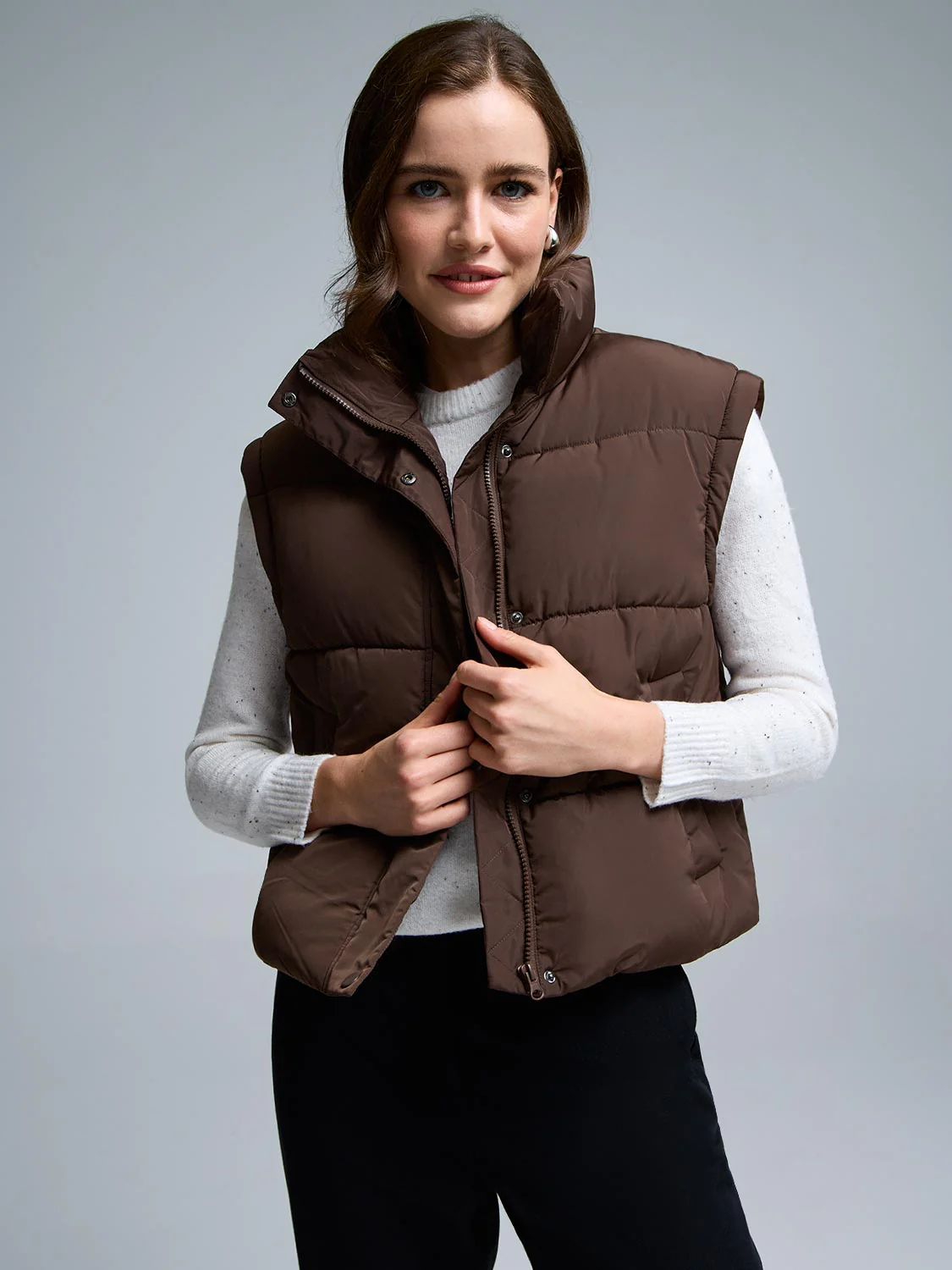 Short Puffer With Removable Sleeves