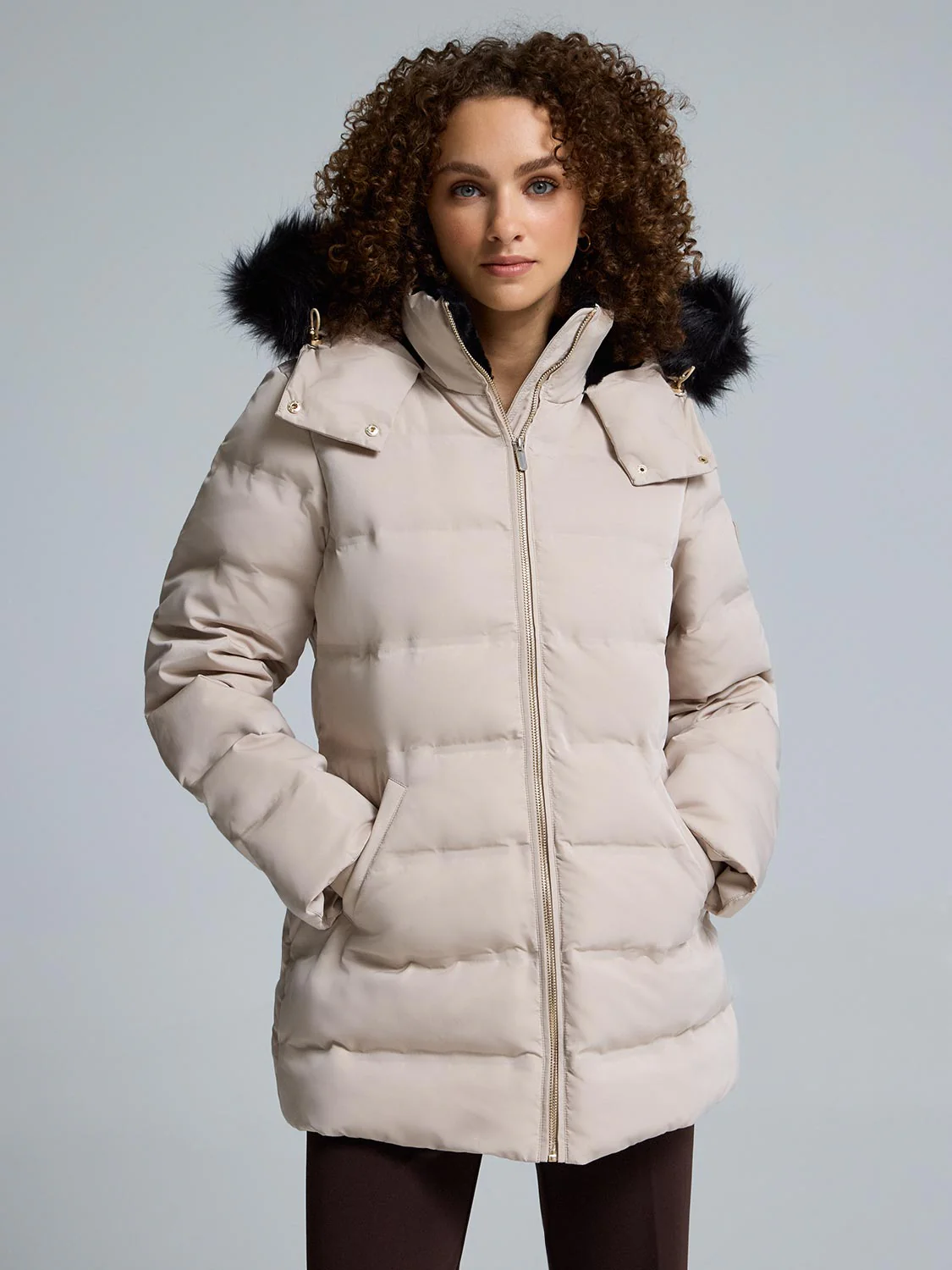 Faux Fur Hood Puffer Jacket