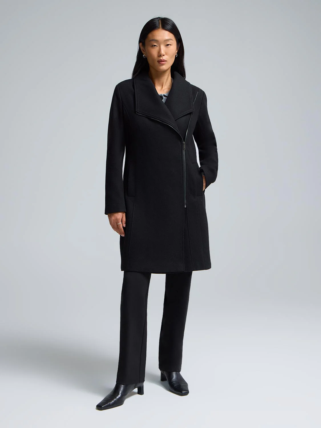 Faux Wool Asymmetrical Coat