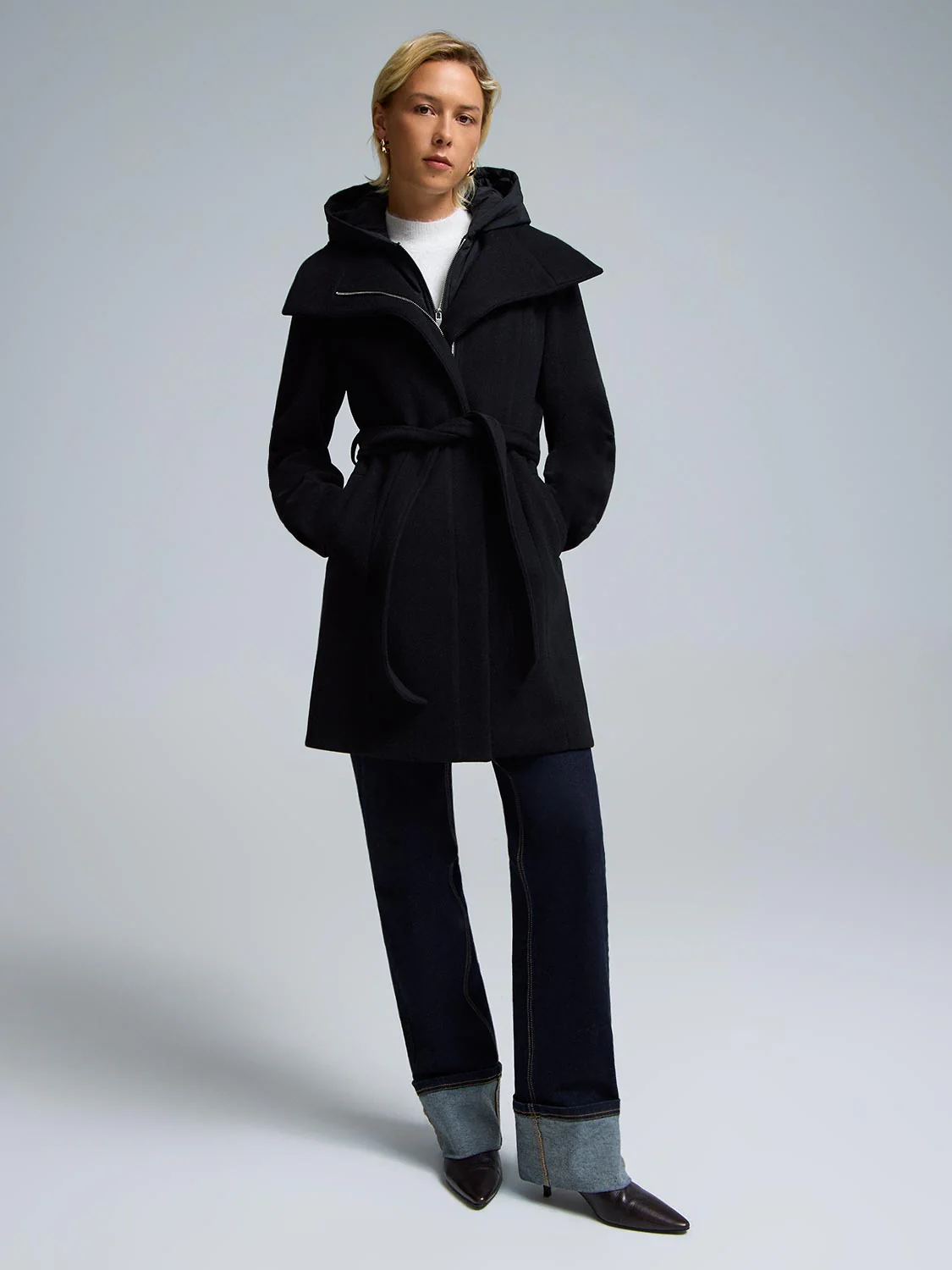 Hooded Faux Wool Coat