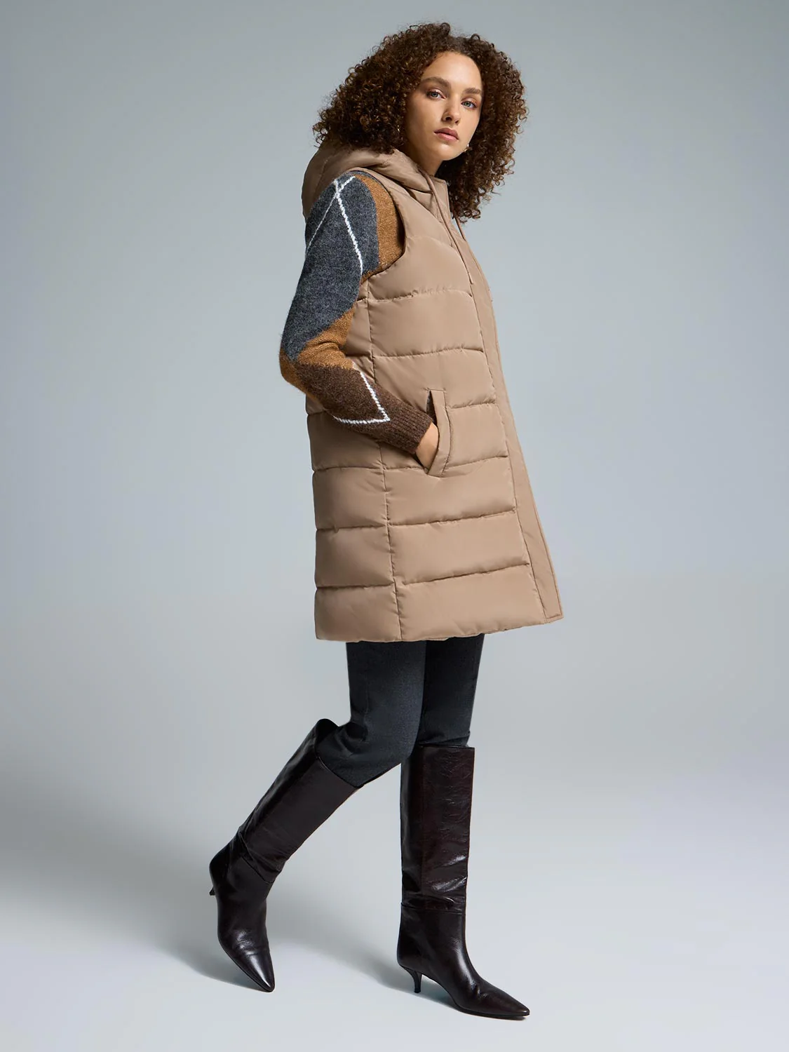 Long Hooded Puffer Vest