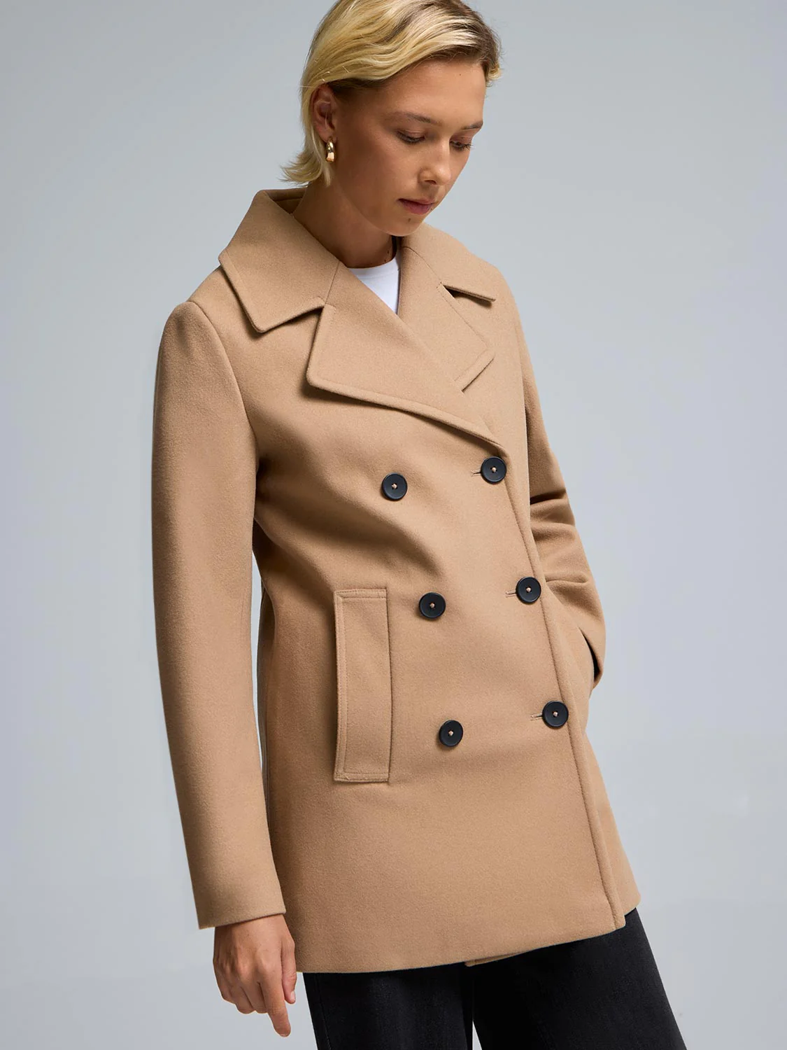 Faux Wool Peacoat