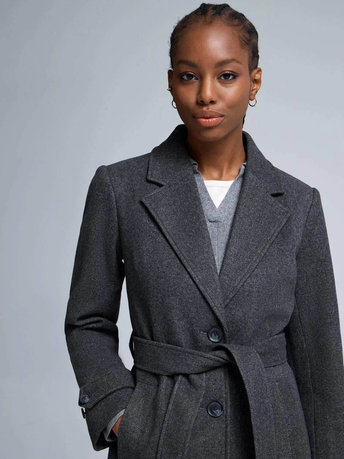 Faux Wool Wrap Coat