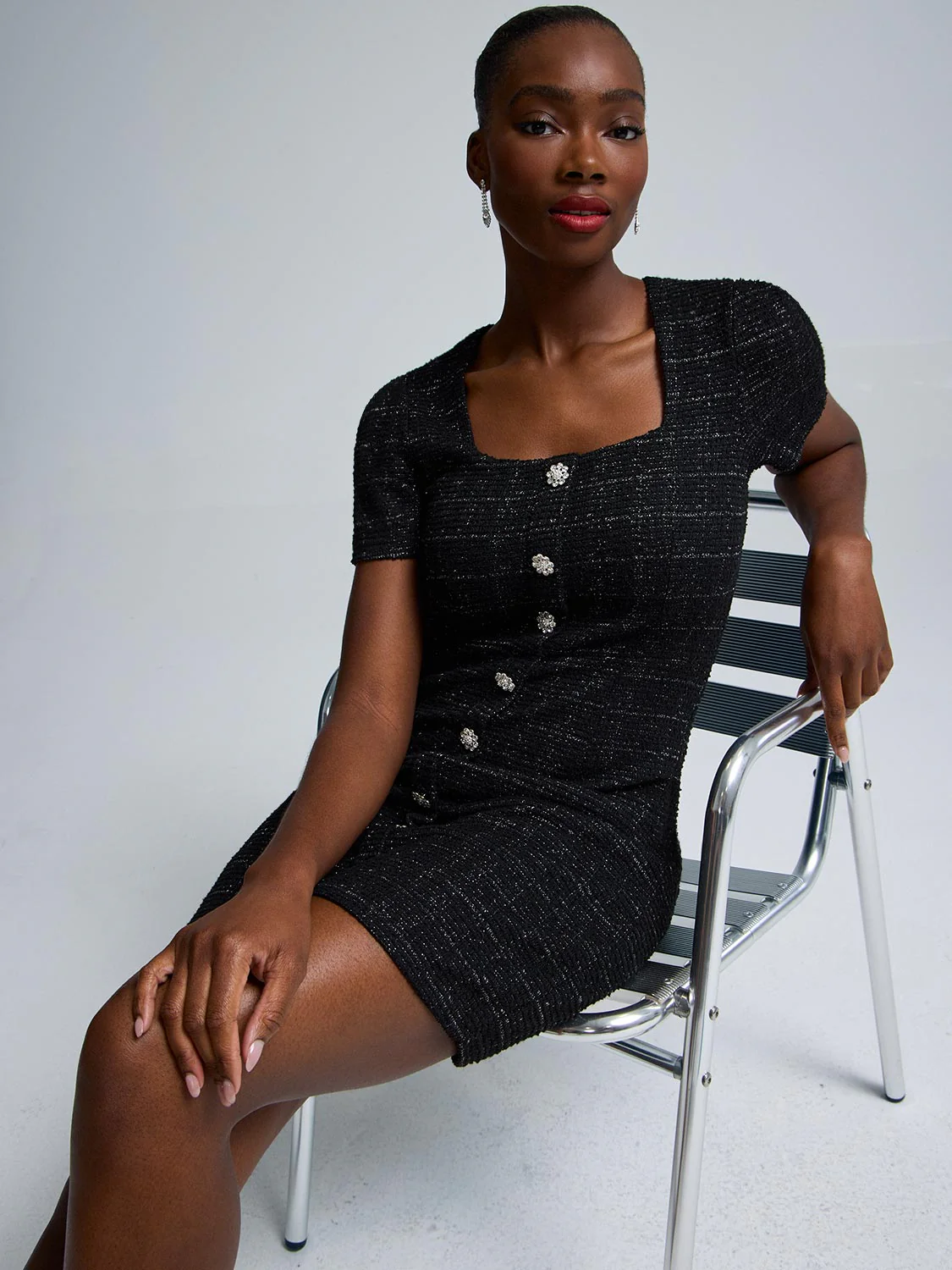 Metallic Boucle Mini Dress