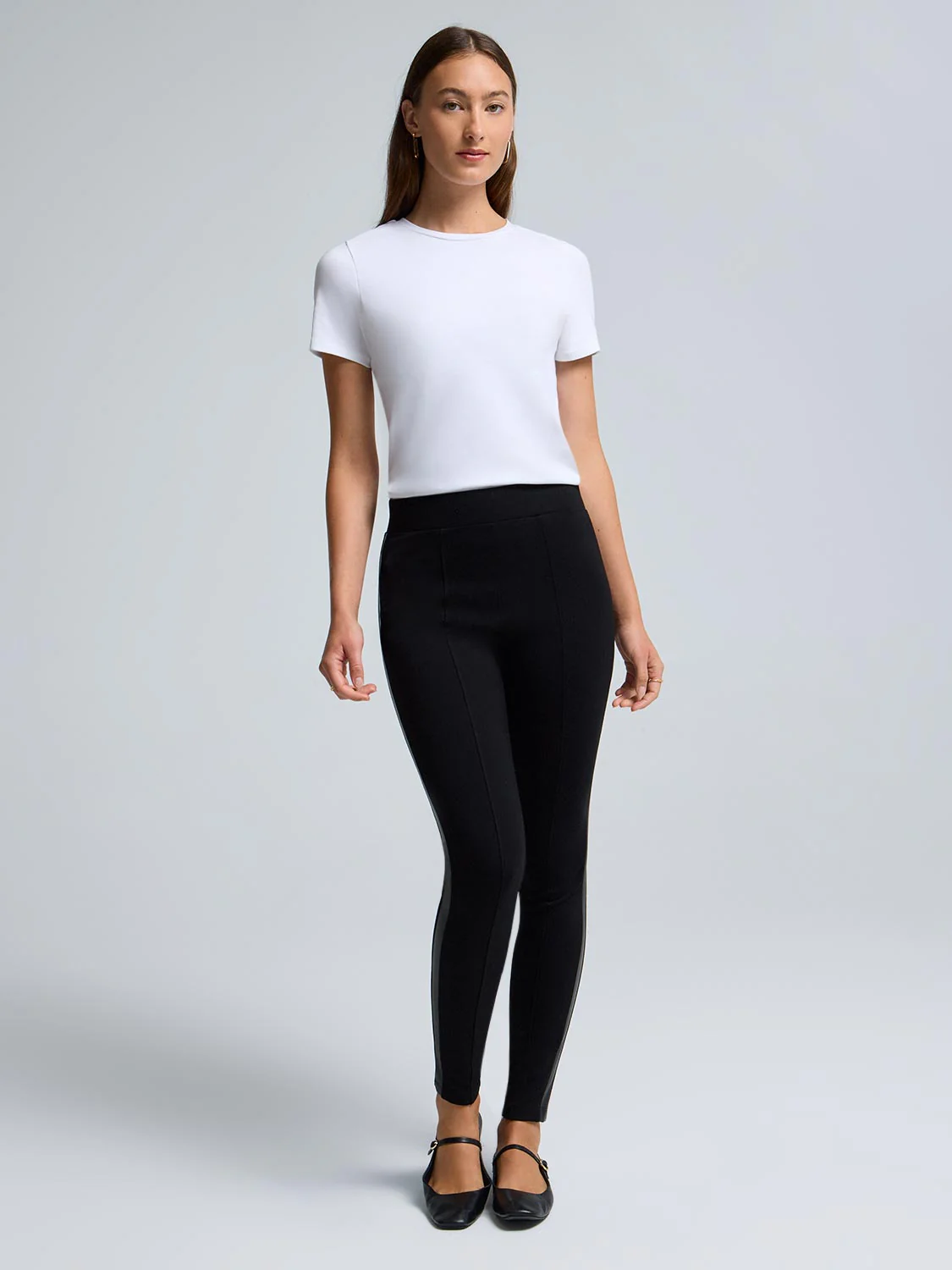 Faux Leather Trim Skinny Pants