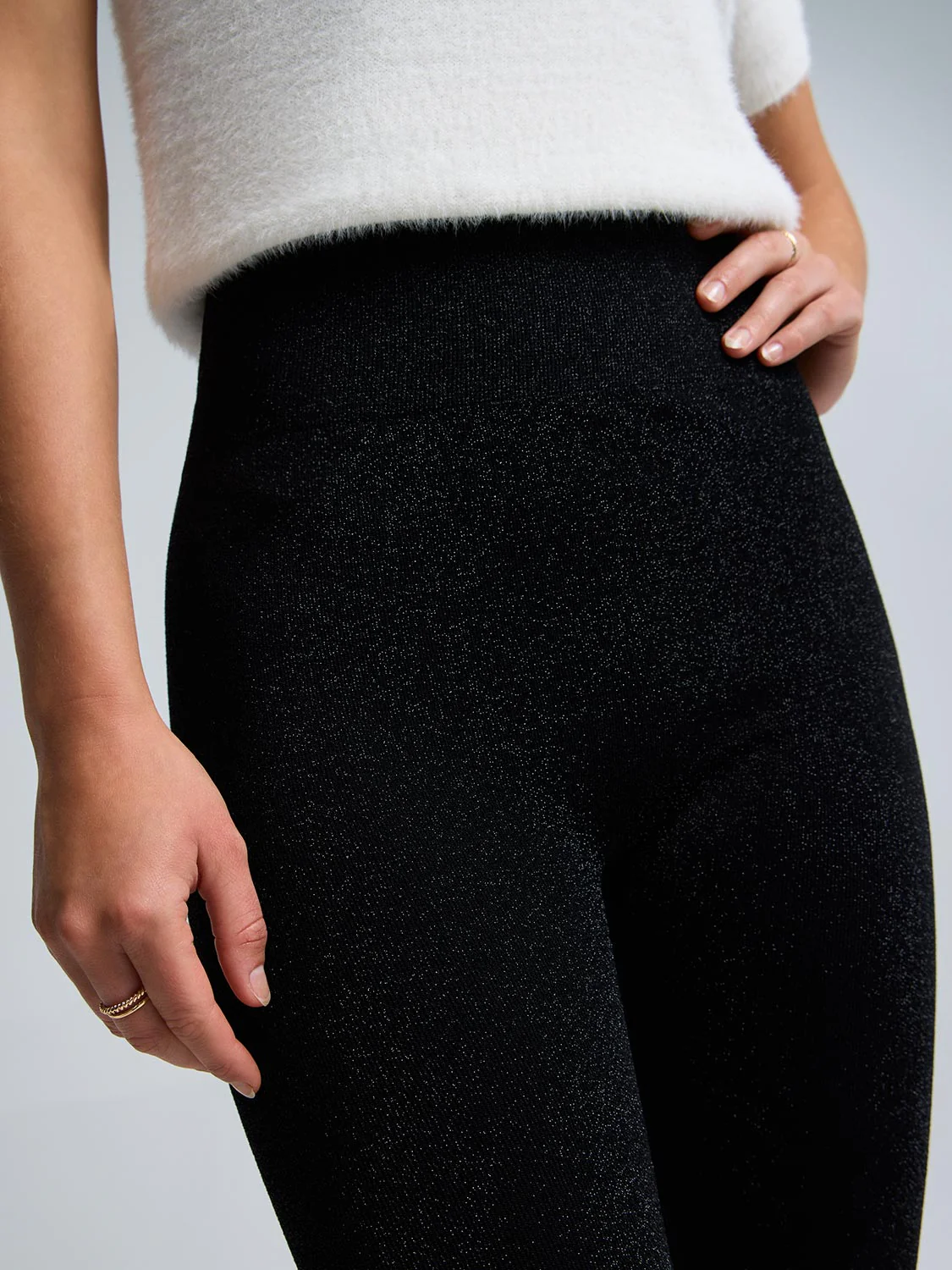 Metallic Fleece-Lined Leggings
