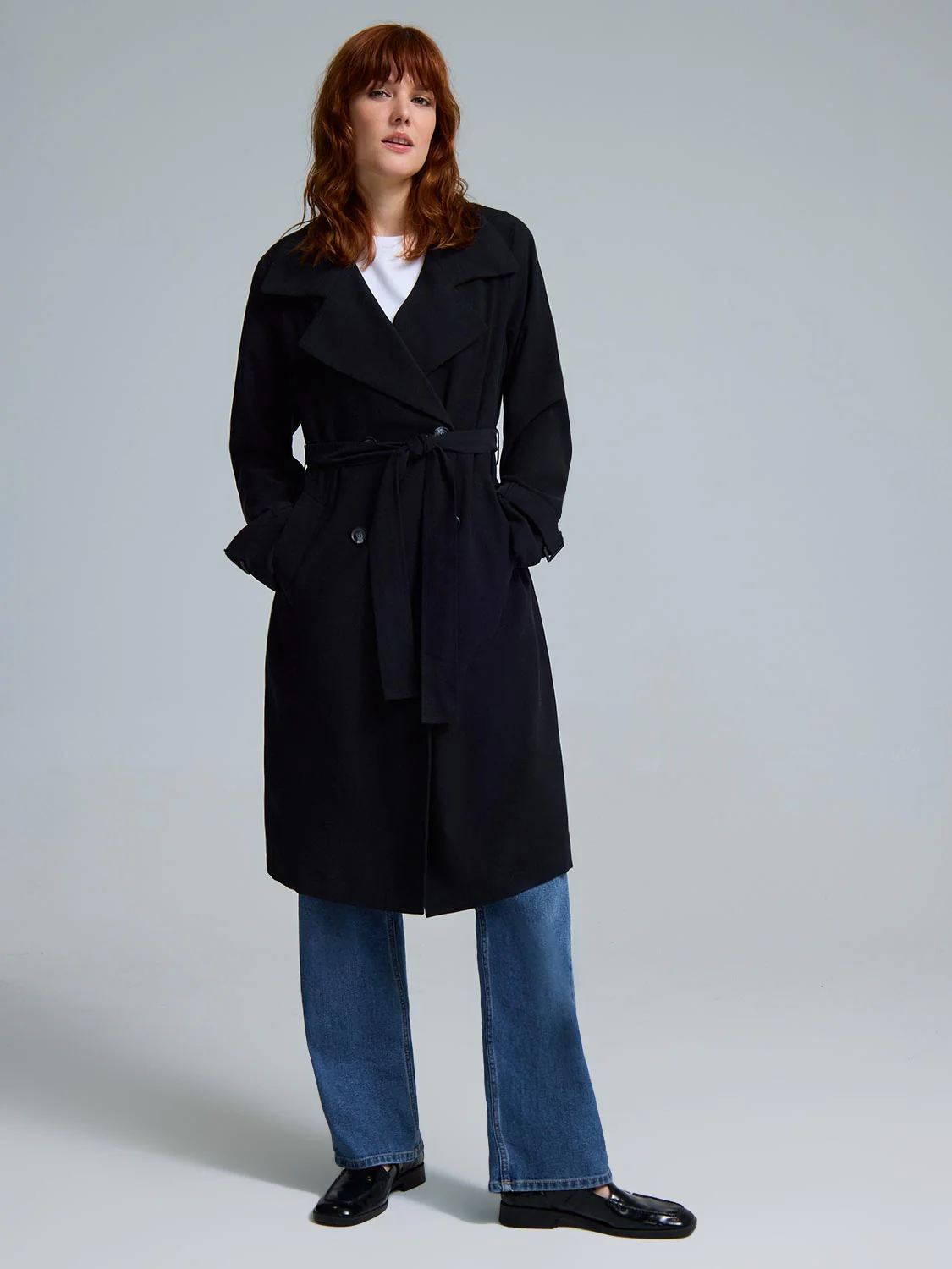 Belted Mid-Length Trench Coat