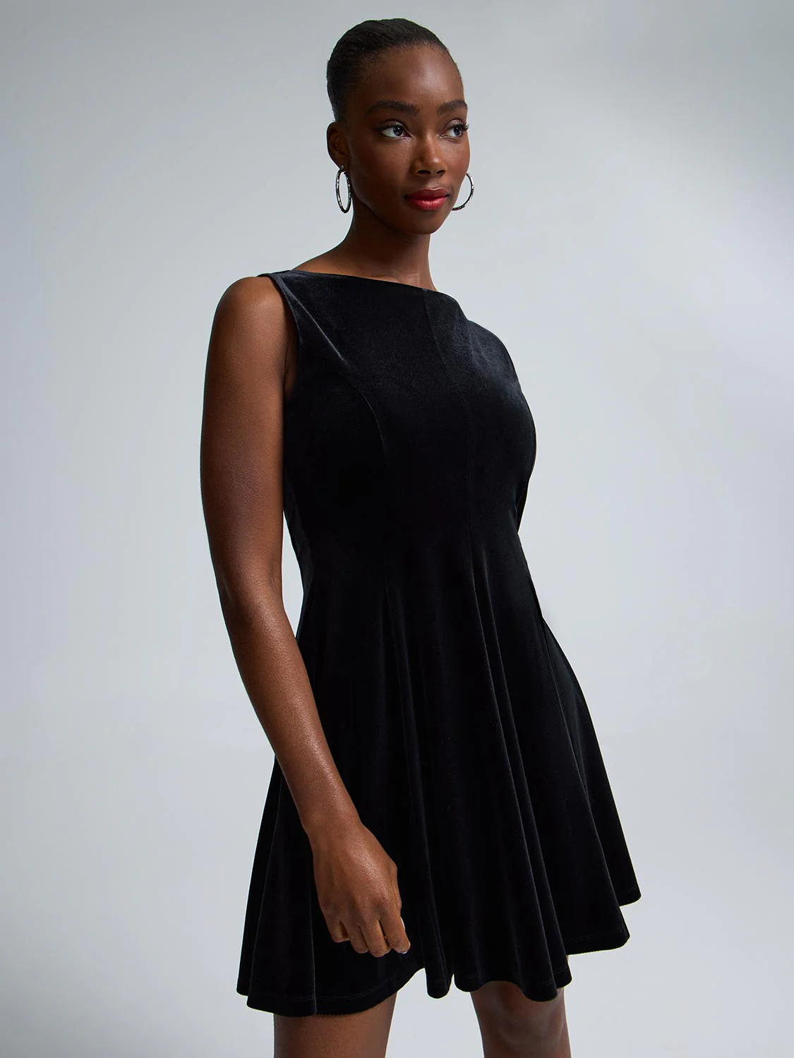 Sleeveless Velour Mini Dress