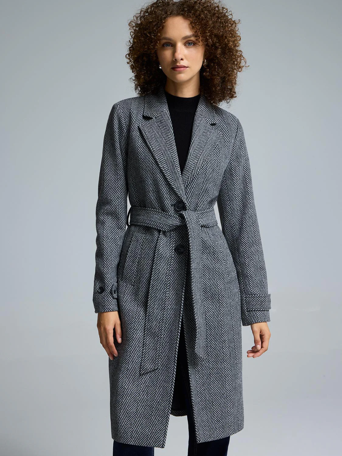 Herringbone Faux Wool Coat