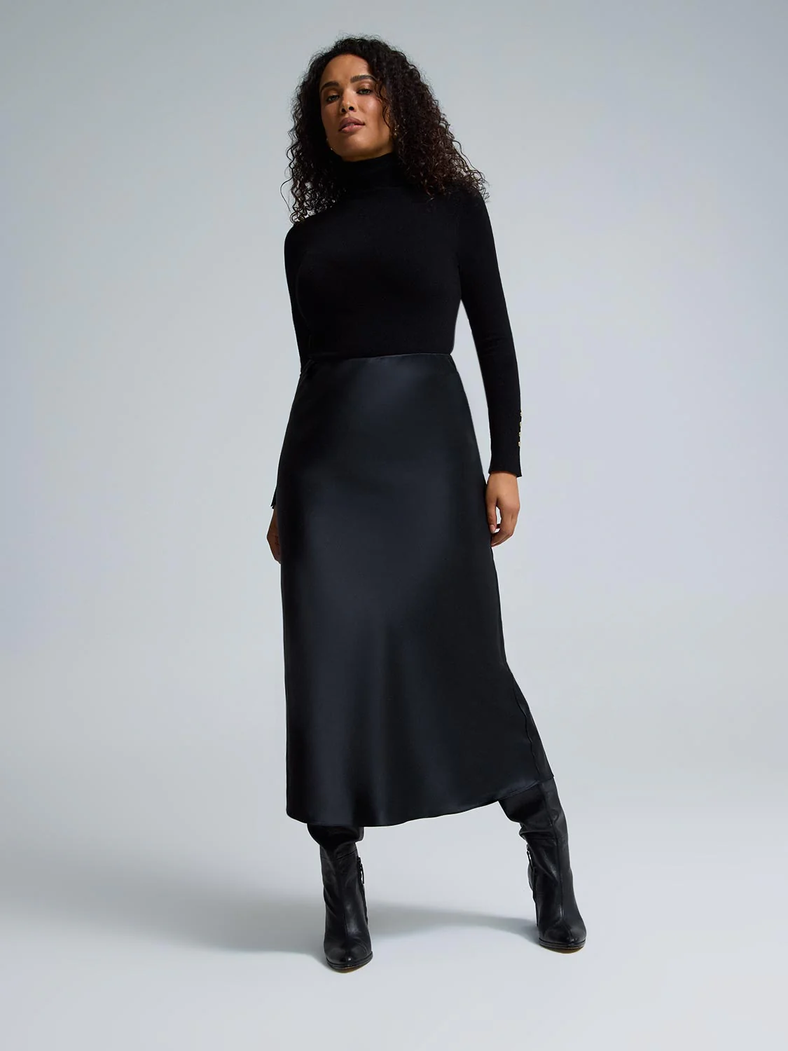 Bias-Cut Satin Skirt