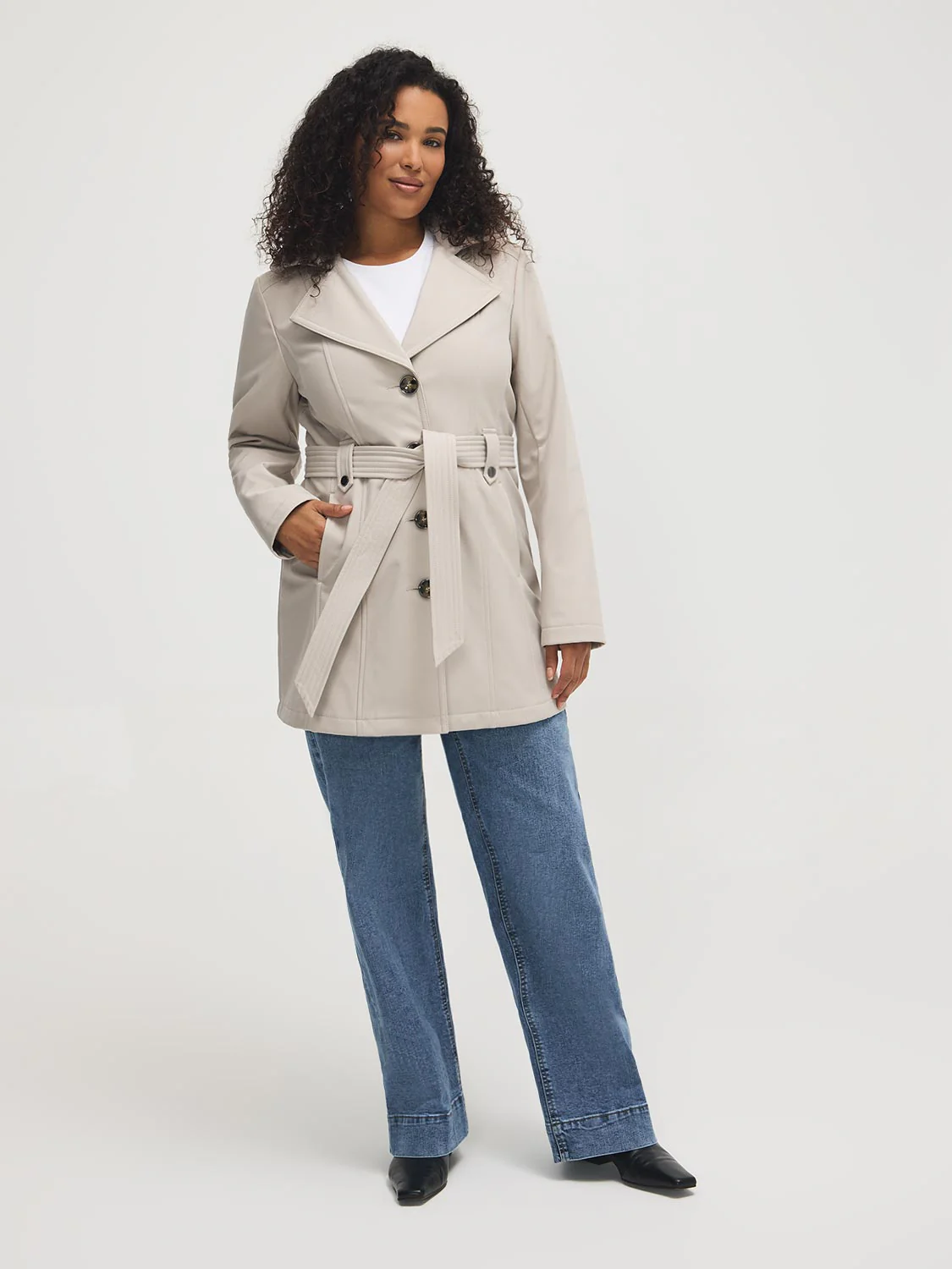 Mid-Length Hooded Trench Coat