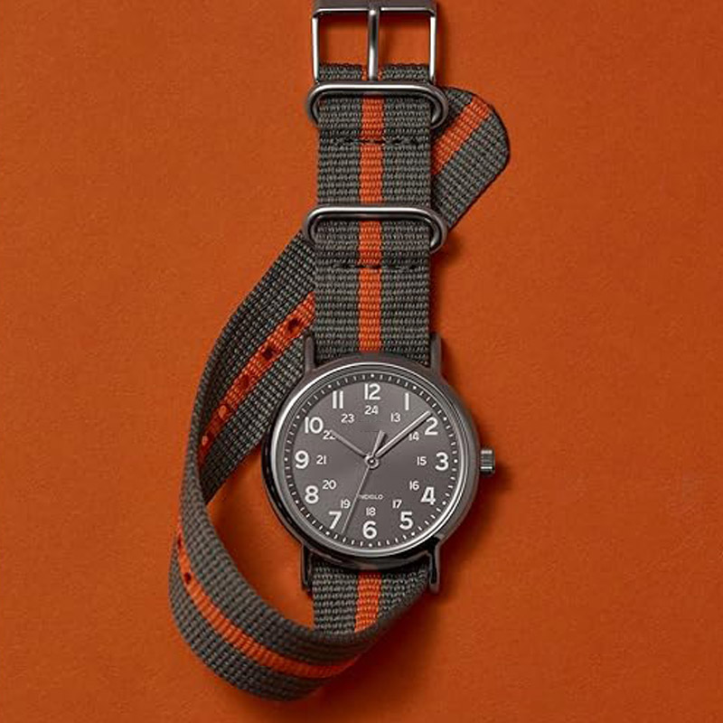 38mm unisex analog watch | Adjustable durable nylon strap | 24-hour time display