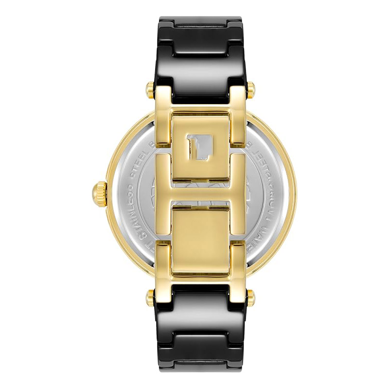 Women's black ceramic bracelet watch, adorned with diamonds