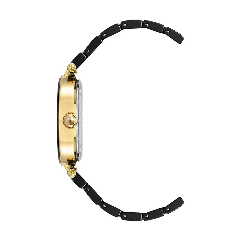 Women's black ceramic bracelet watch, adorned with diamonds
