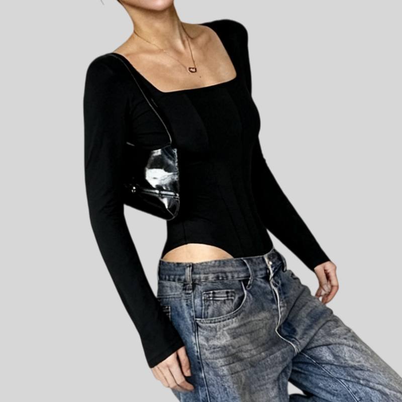 Lousxxy 로브스시 긴팔바디프로필 여성점프수트 골지 니트 2406