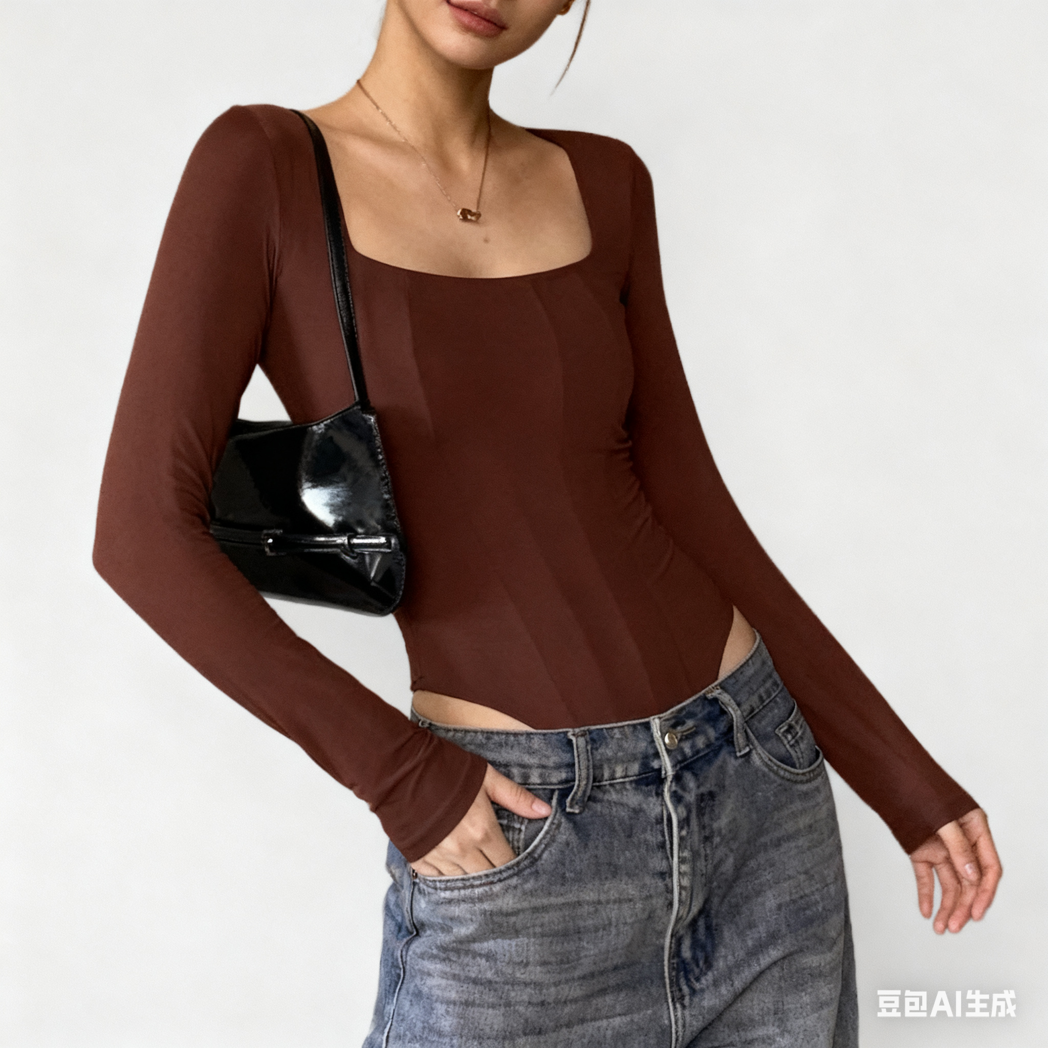 Lousxxy 로브스시 긴팔바디프로필 여성점프수트 골지 니트 2406