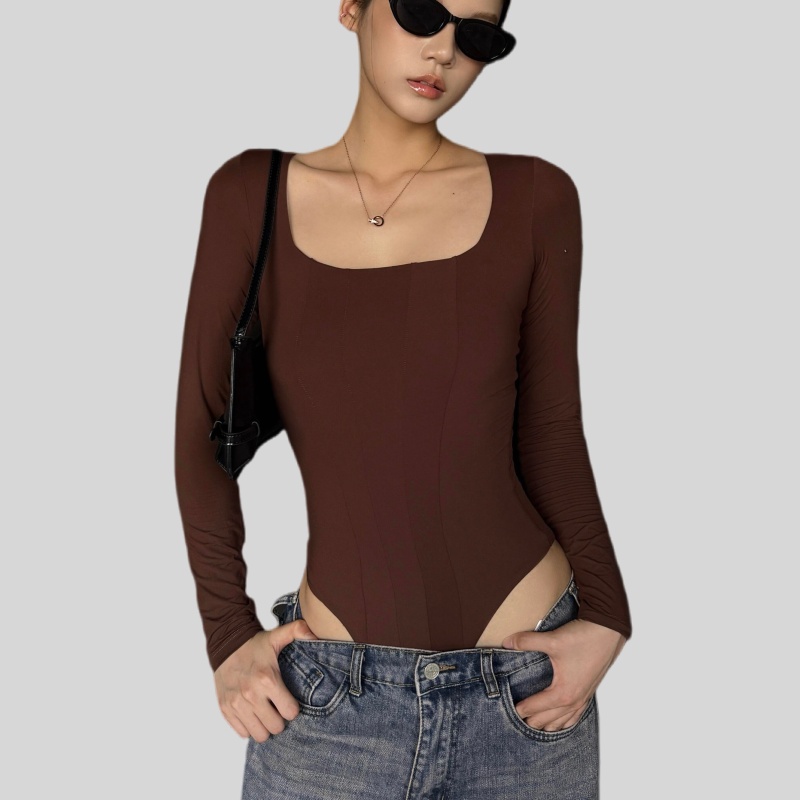 Lousxxy 로브스시 긴팔바디프로필 여성점프수트 골지 니트 2406