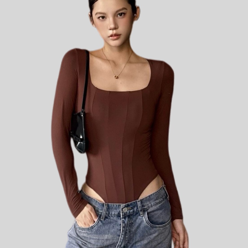 Lousxxy 로브스시 긴팔바디프로필 여성점프수트 골지 니트 2406