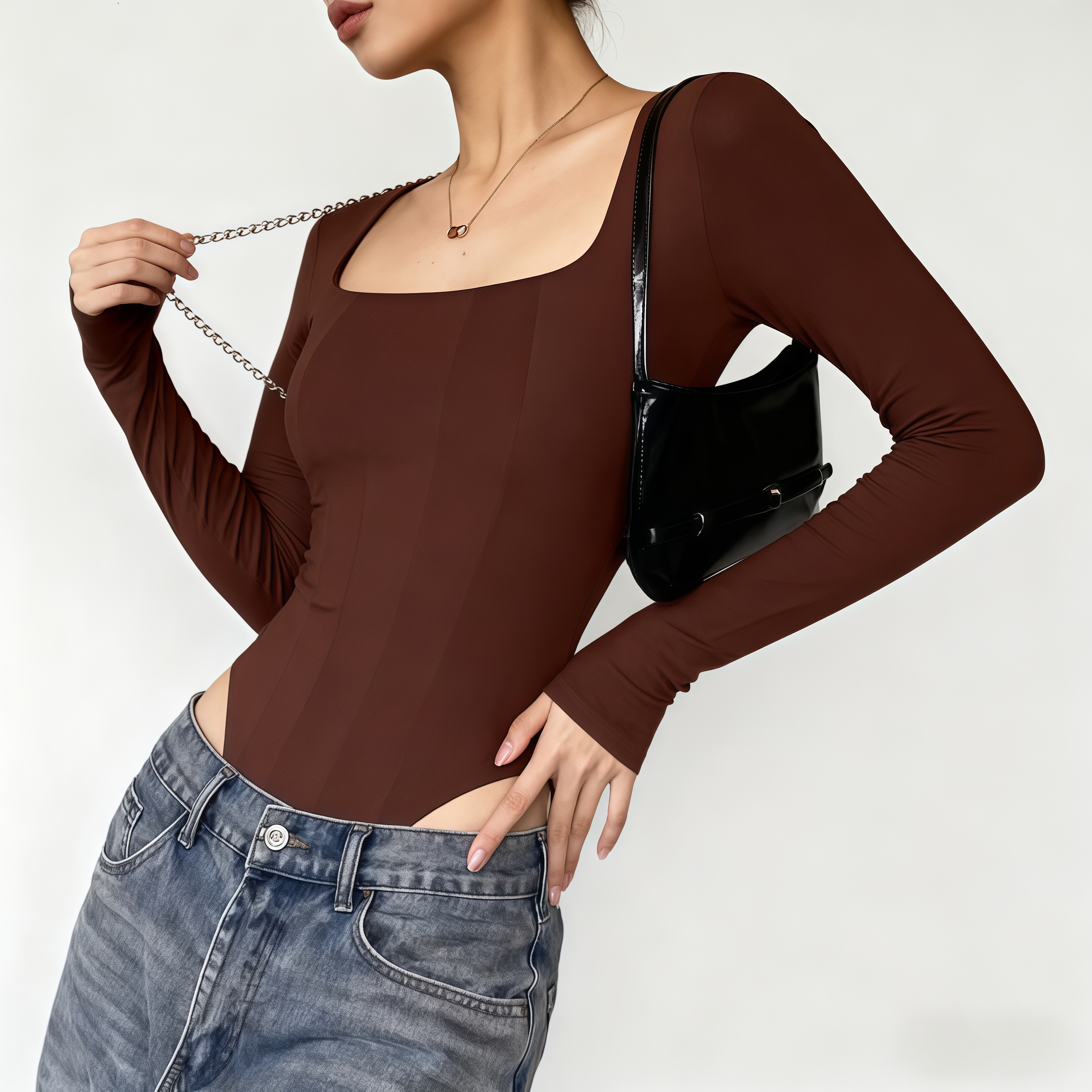 Lousxxy 로브스시 긴팔바디프로필 여성점프수트 골지 니트 2406