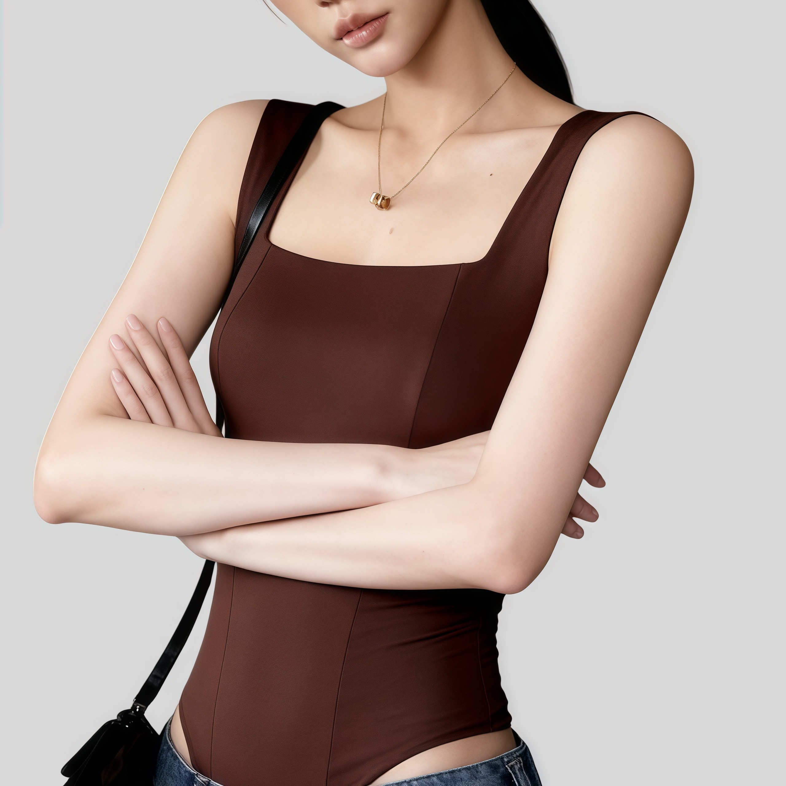 Lousxxy 로브스시 패드내장형 오픈백 스퀘어넥 바디수트 2510