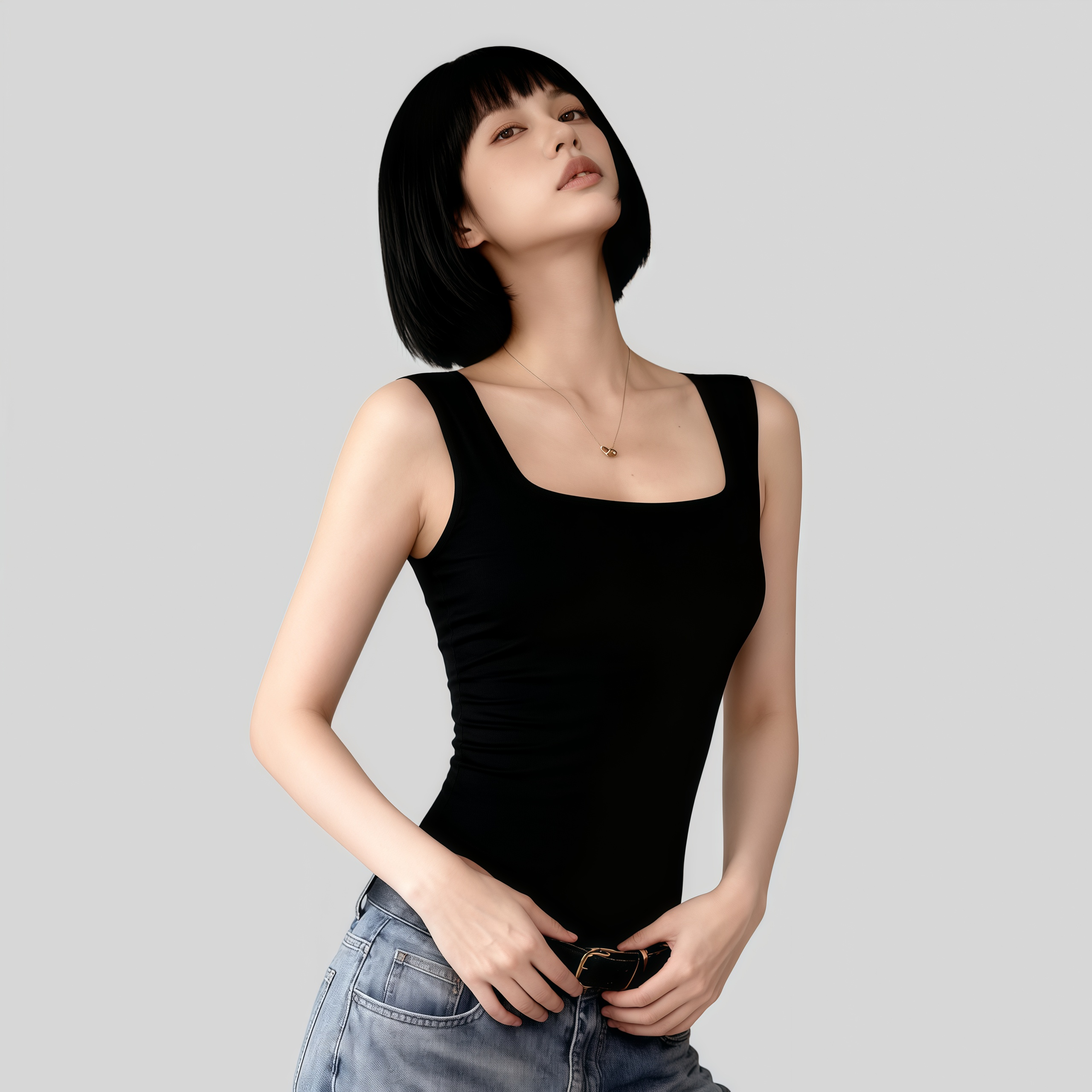 Lousxxy 로브스시 패드내장형 오픈백 스퀘어넥 바디수트 2510