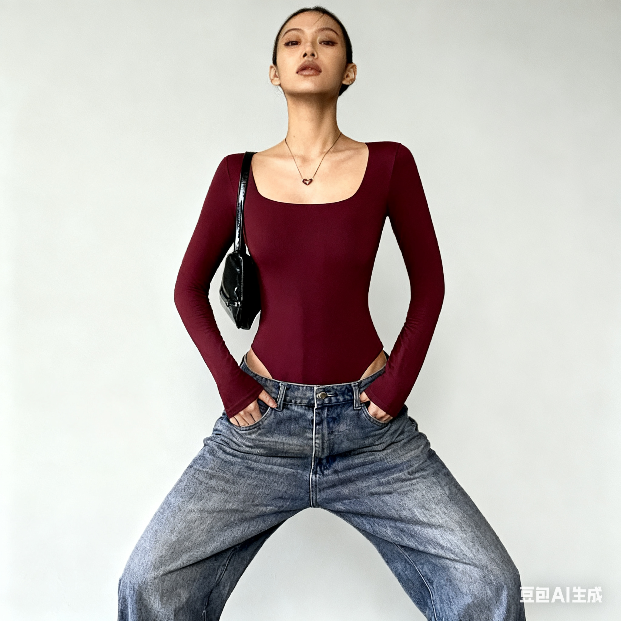 Lousxxy 로브스시 긴팔바디프로필 여성점프수트 골지 니트 2406