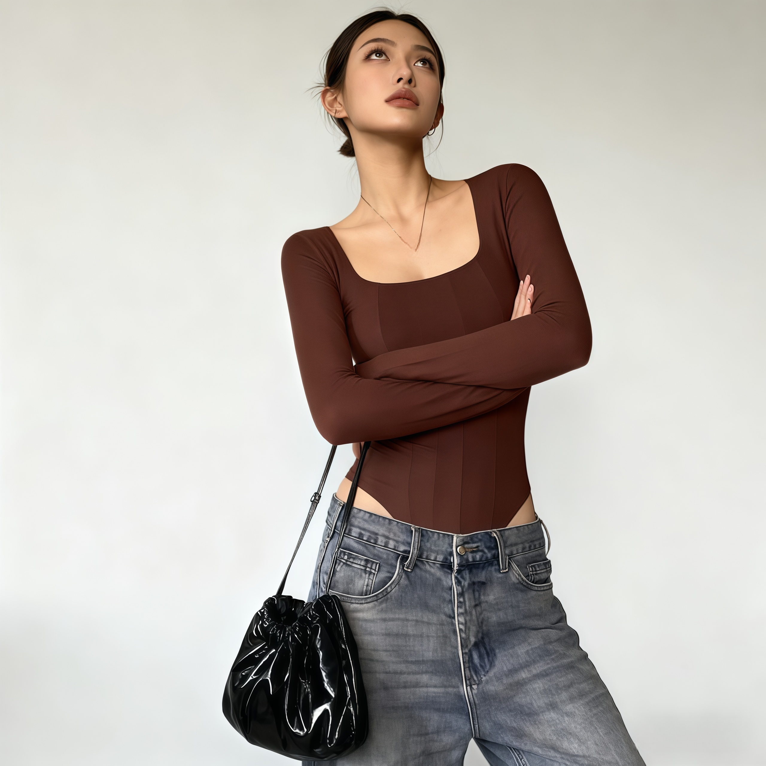 Lousxxy 로브스시 긴팔바디프로필 여성점프수트 골지 니트 2406