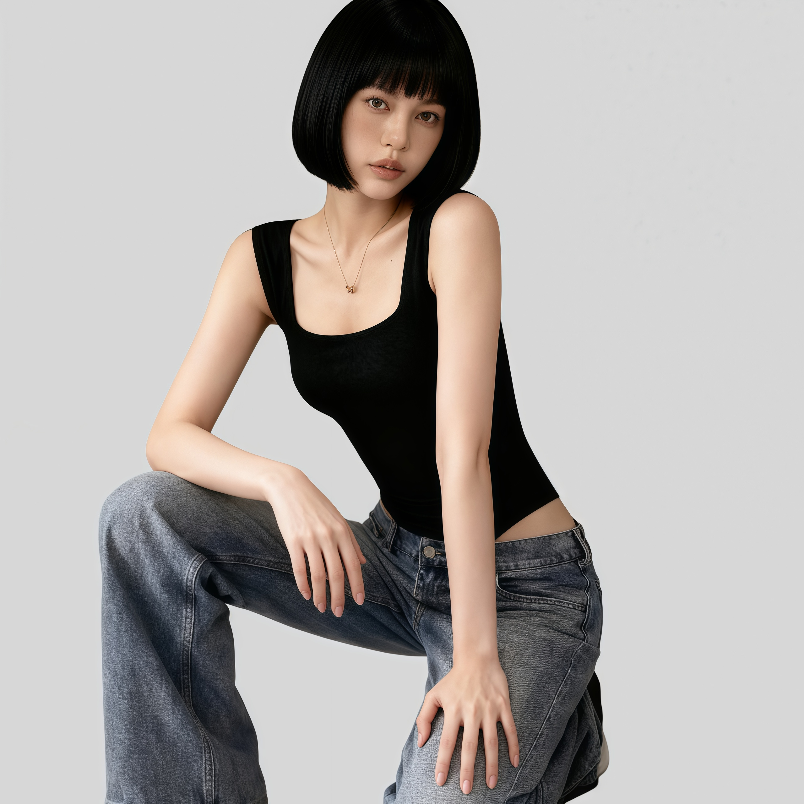 Lousxxy 로브스시 패드내장형 오픈백 스퀘어넥 바디수트 2510