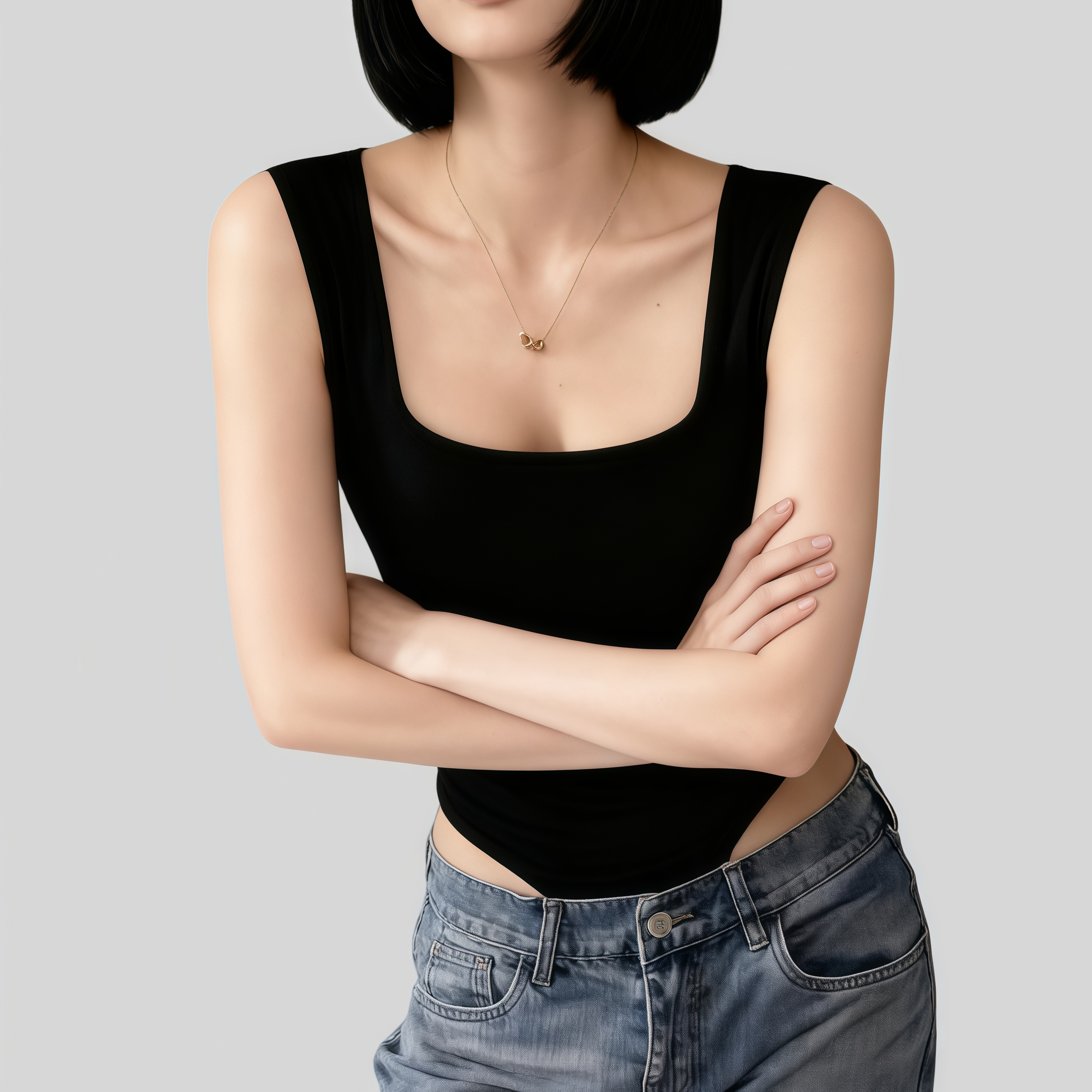 Lousxxy 로브스시 패드내장형 오픈백 스퀘어넥 바디수트 2510