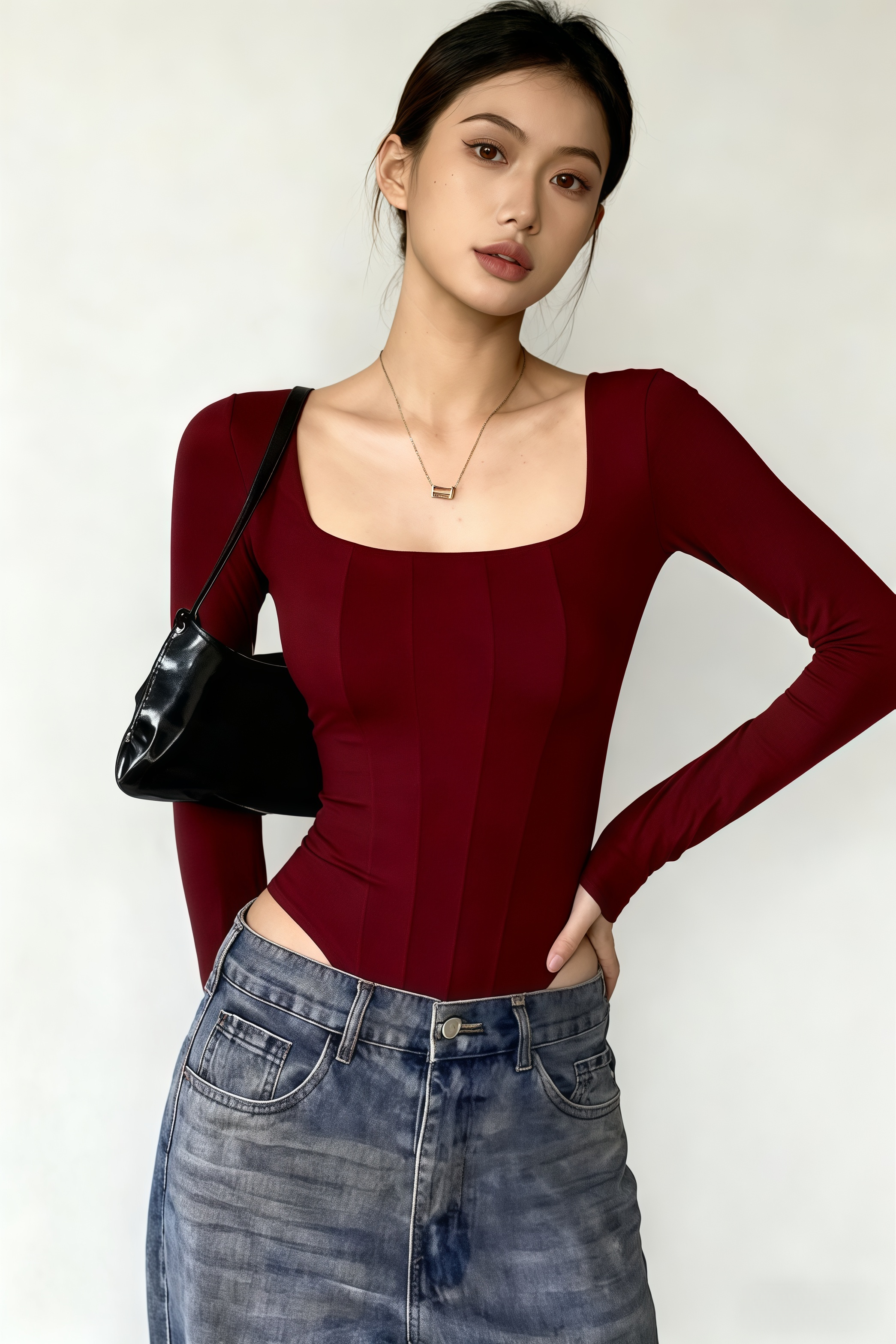 Lousxxy 로브스시 긴팔바디프로필 여성점프수트 골지 니트 2406