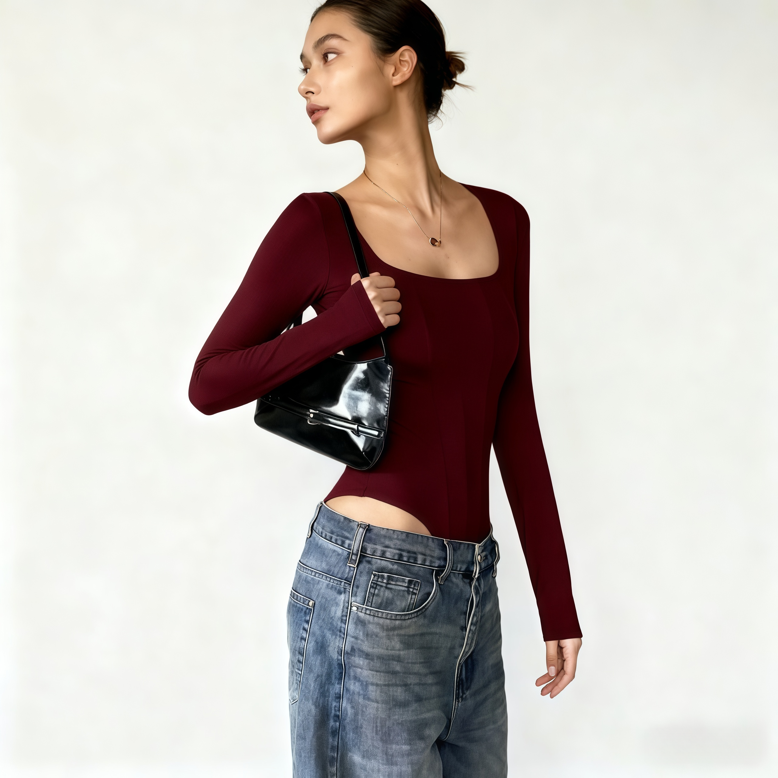 Lousxxy 로브스시 긴팔바디프로필 여성점프수트 골지 니트 2406