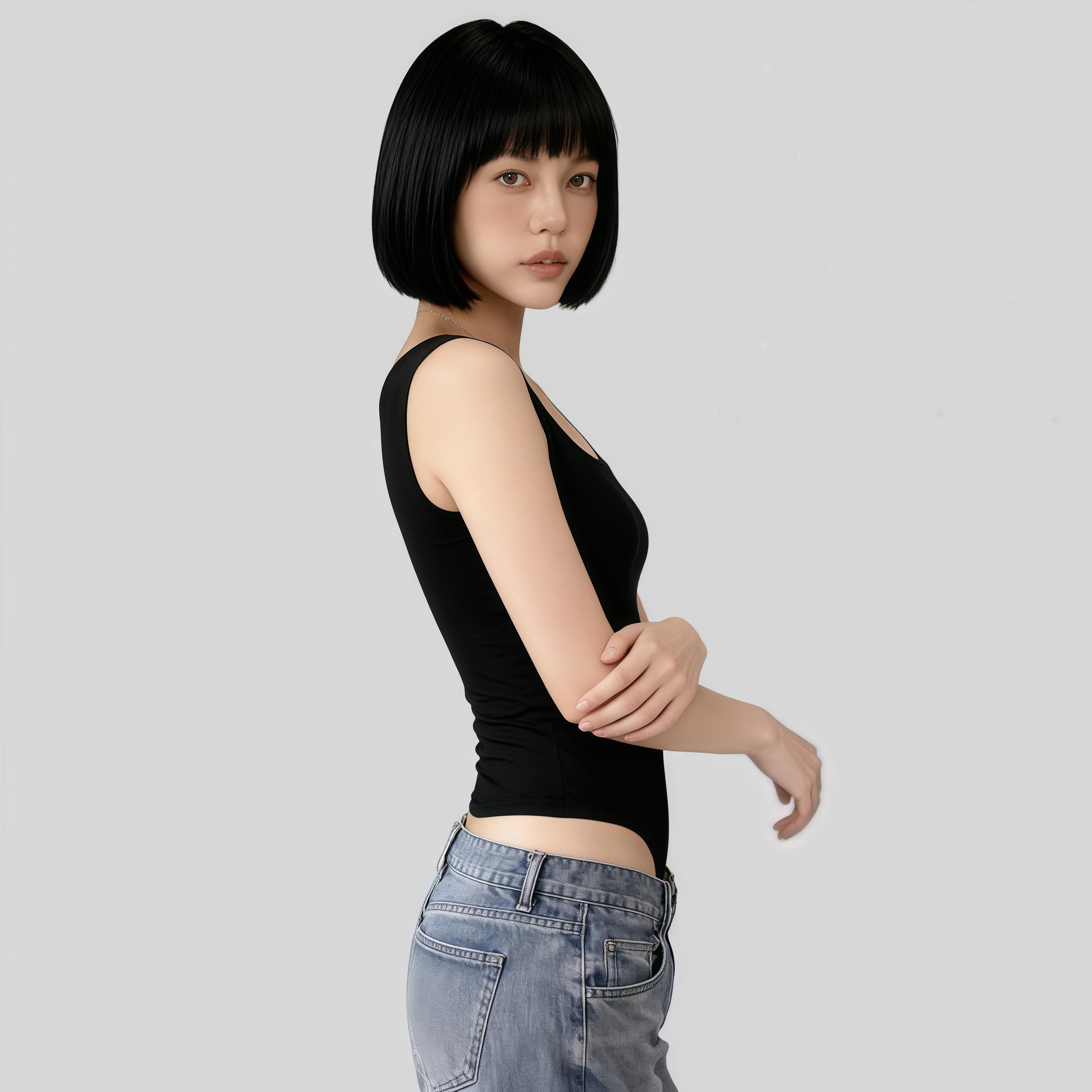 Lousxxy 로브스시 패드내장형 오픈백 스퀘어넥 바디수트 2510