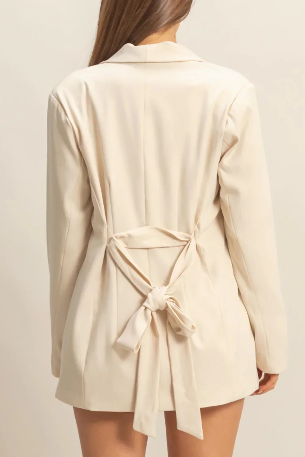 Tie Waist Shawl Collar Single Button Long Sleeve Professional Boutique Fashion Blazer