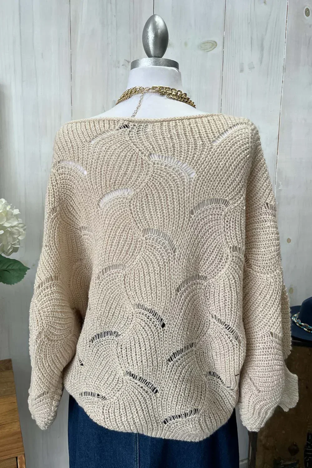 Cable Knit Boat Neck Oversized Pullover Cozy Sweater