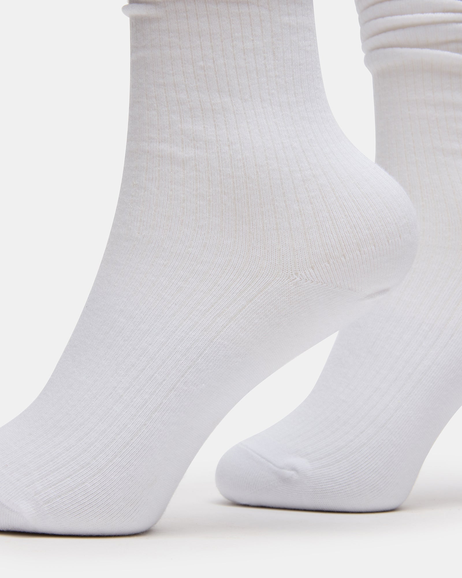 2 Pack Rib Slouch Socks White