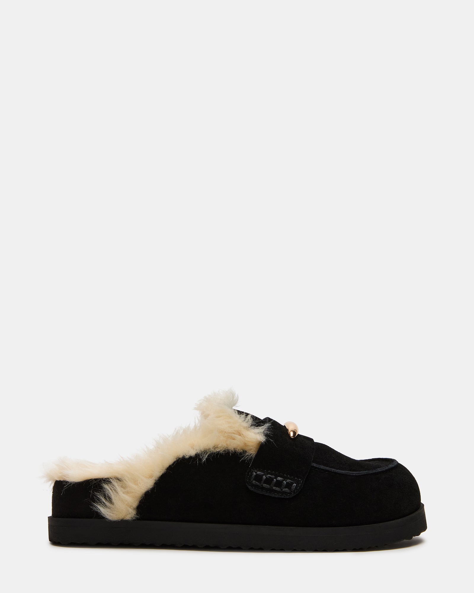 Tobin Faux Fur Black Suede