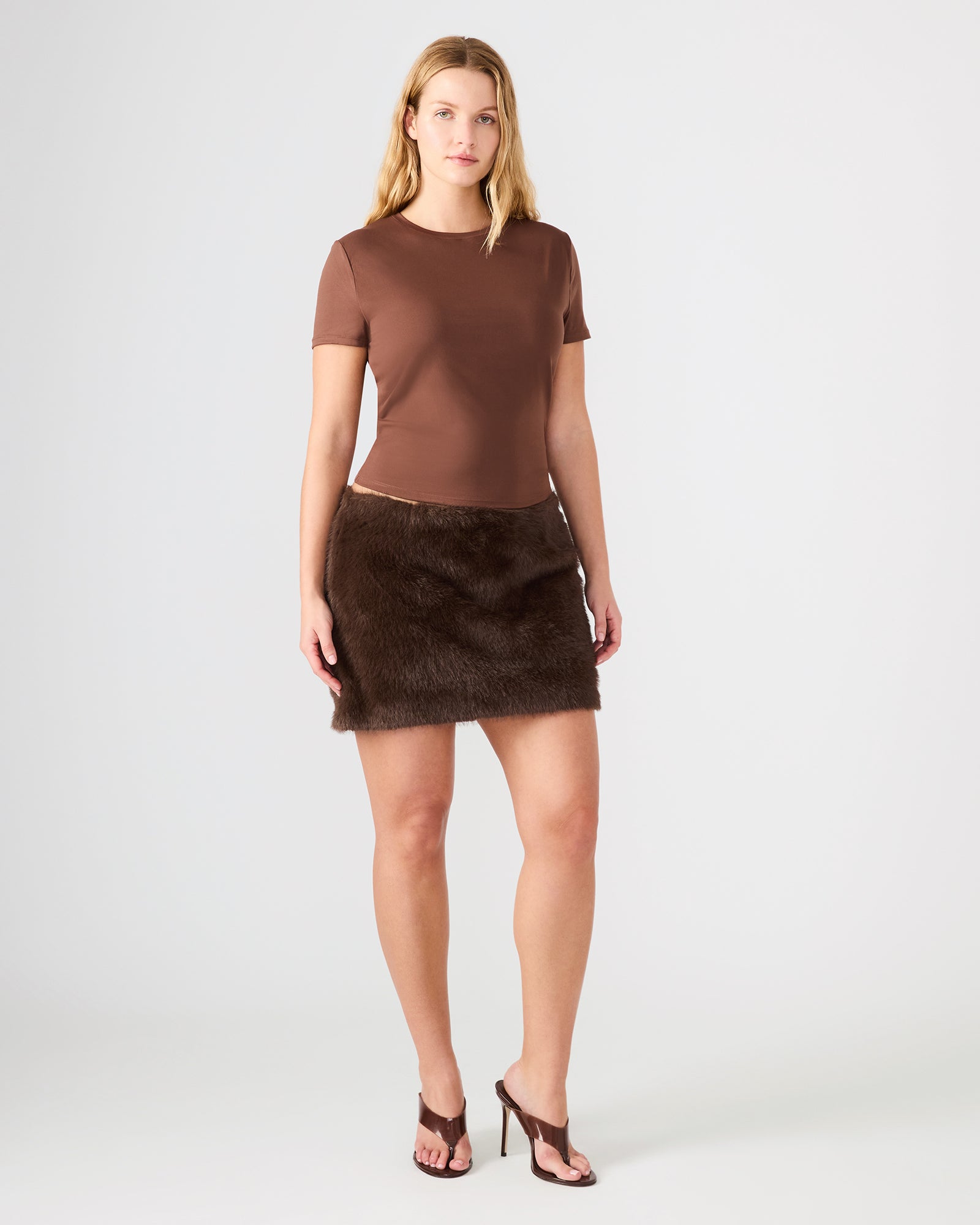 Aviva Faux Fur Skirt Dark Espresso