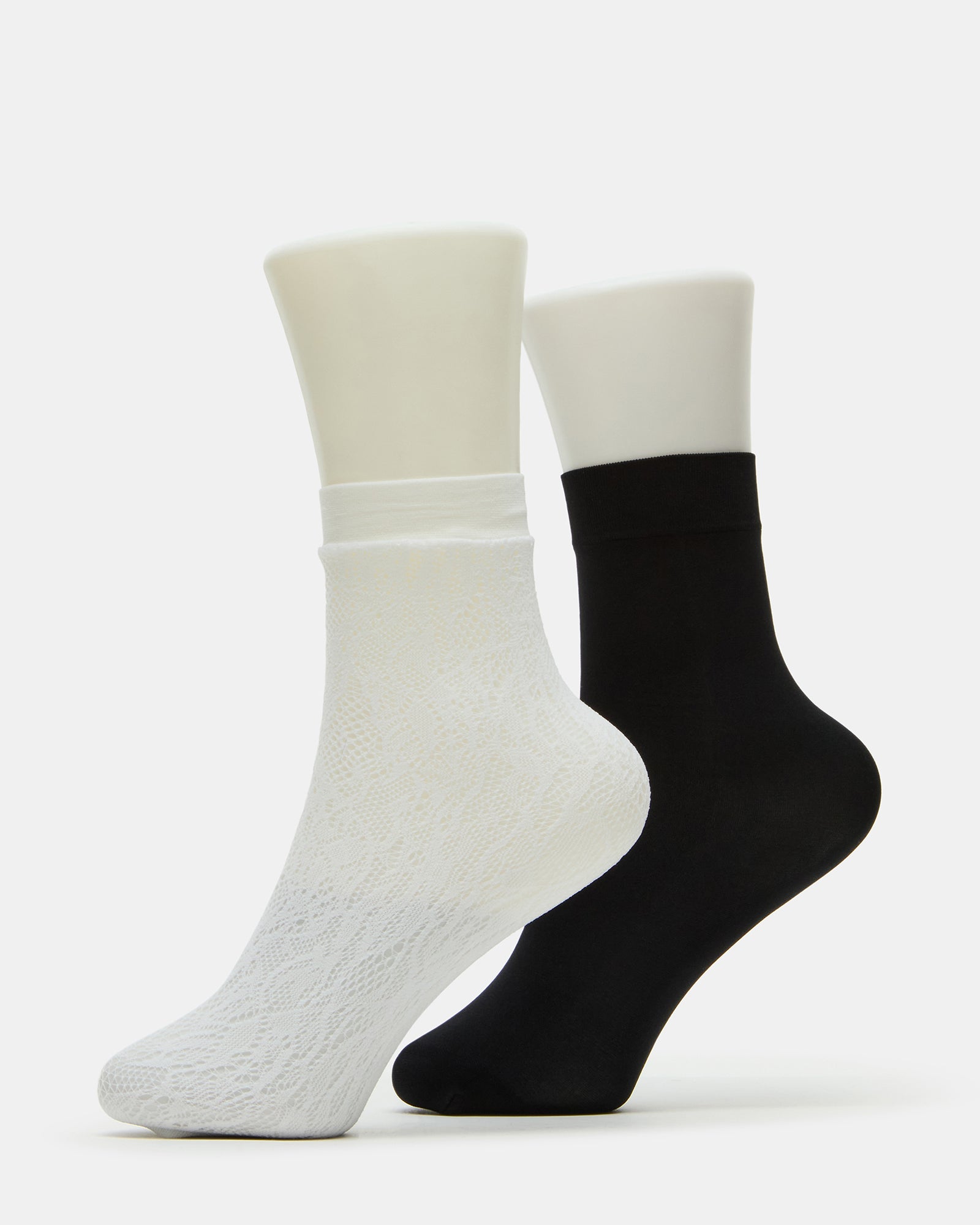2 Pack Lace Anklet Socks White