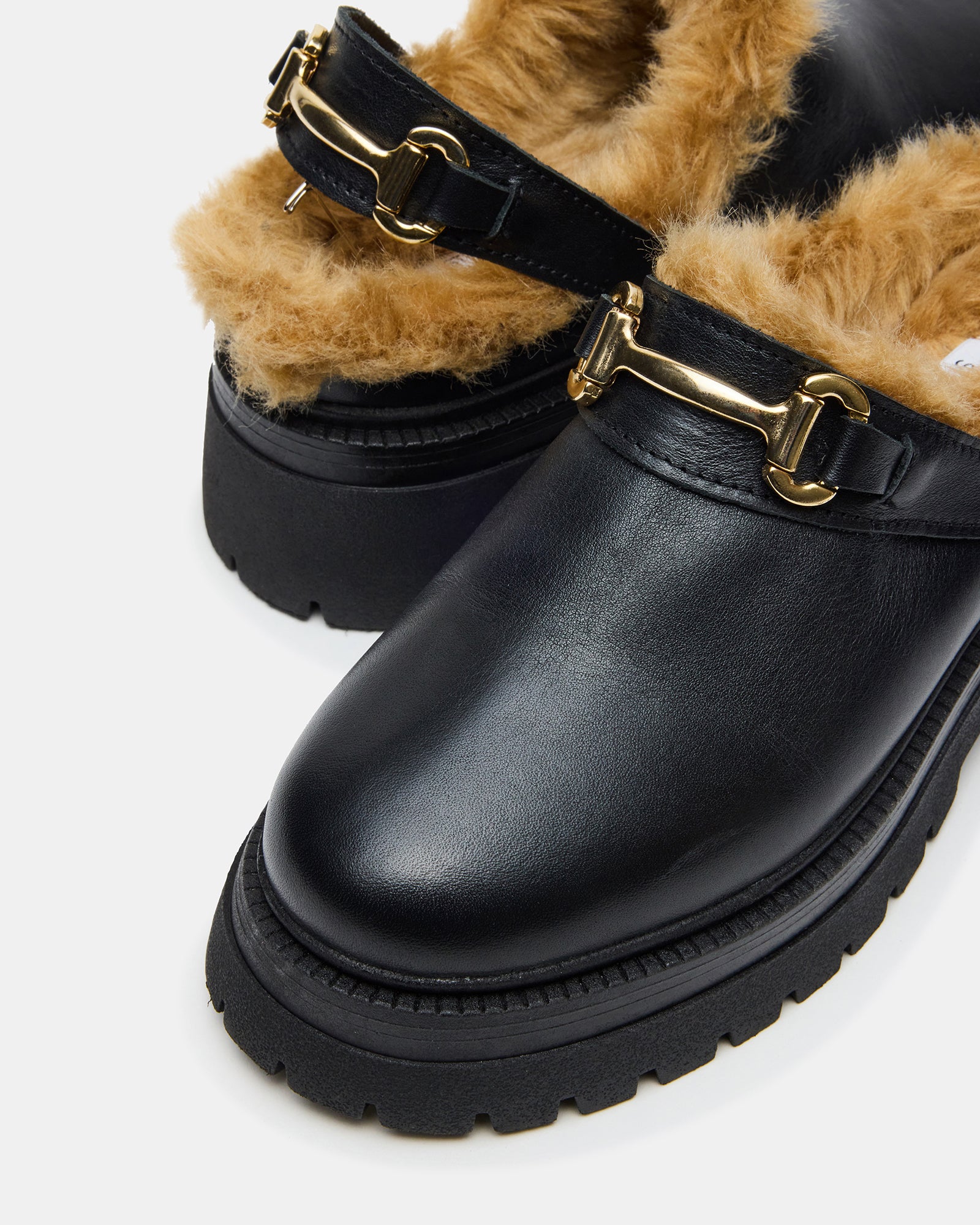 Erba Faux Fur Black Leather