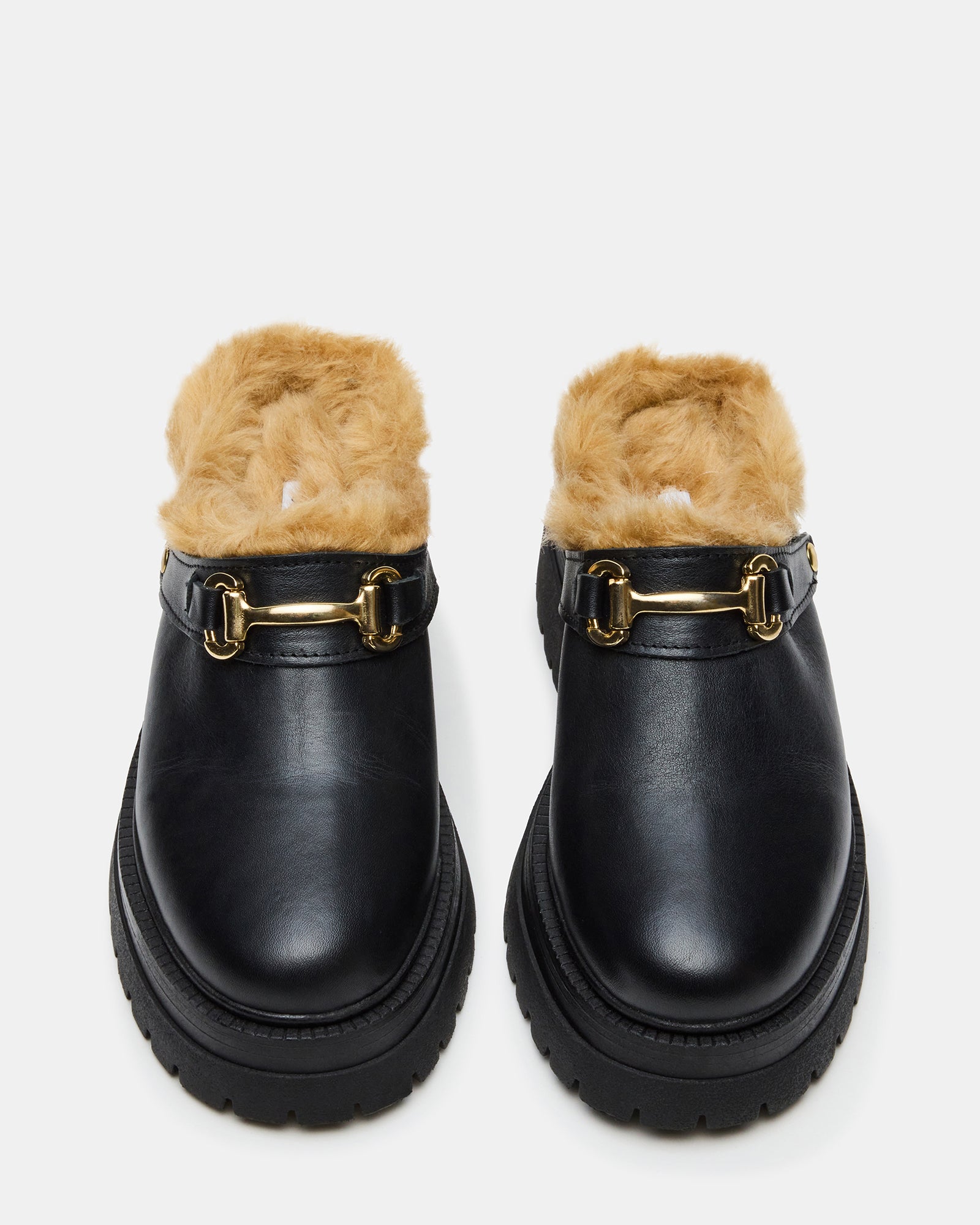 Erba Faux Fur Black Leather