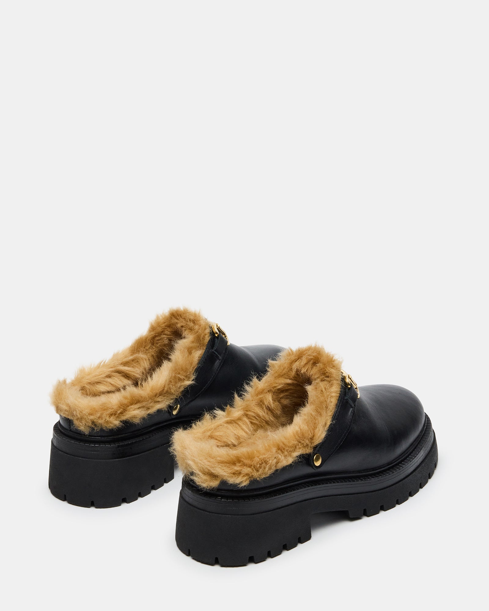 Erba Faux Fur Black Leather