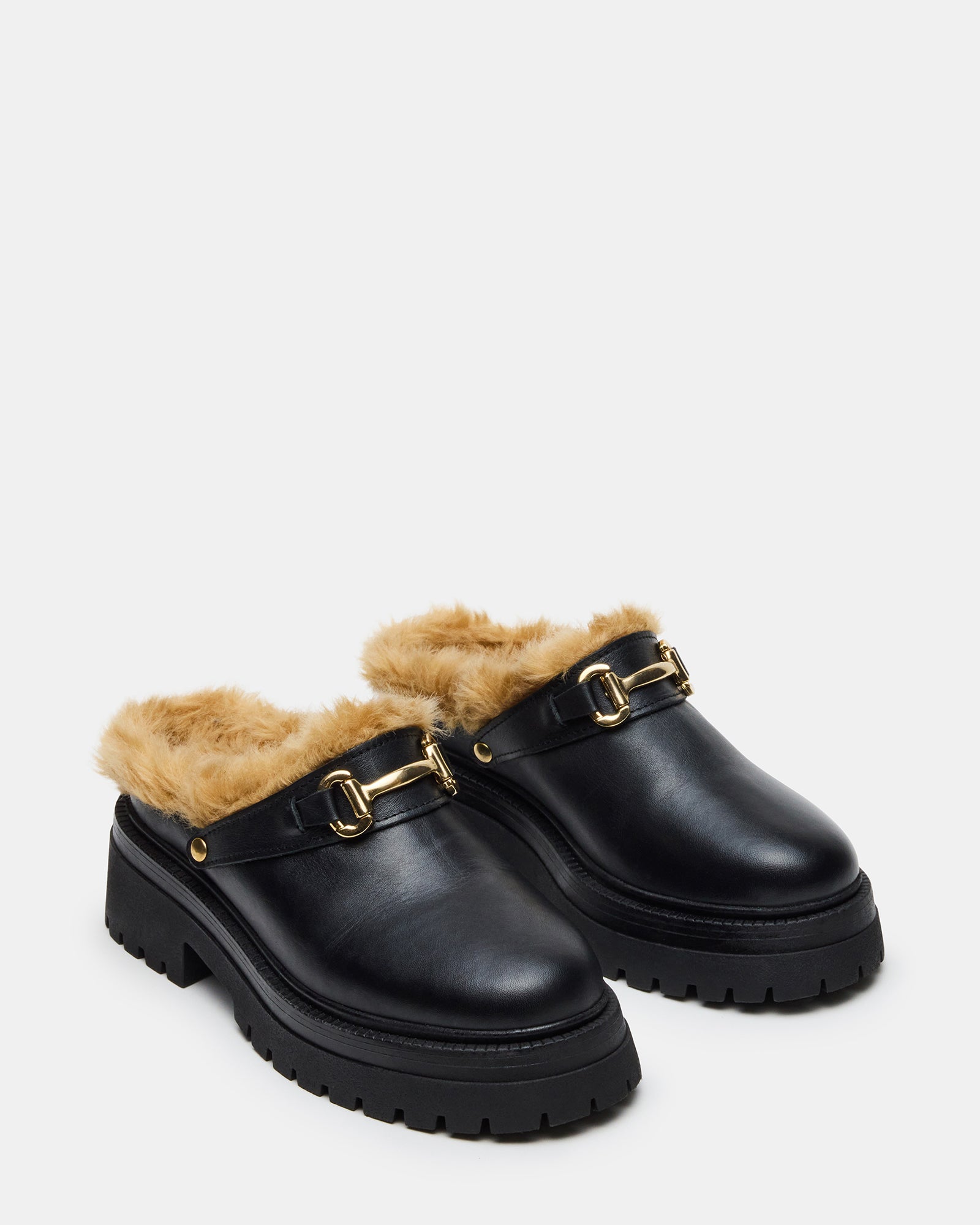 Erba Faux Fur Black Leather