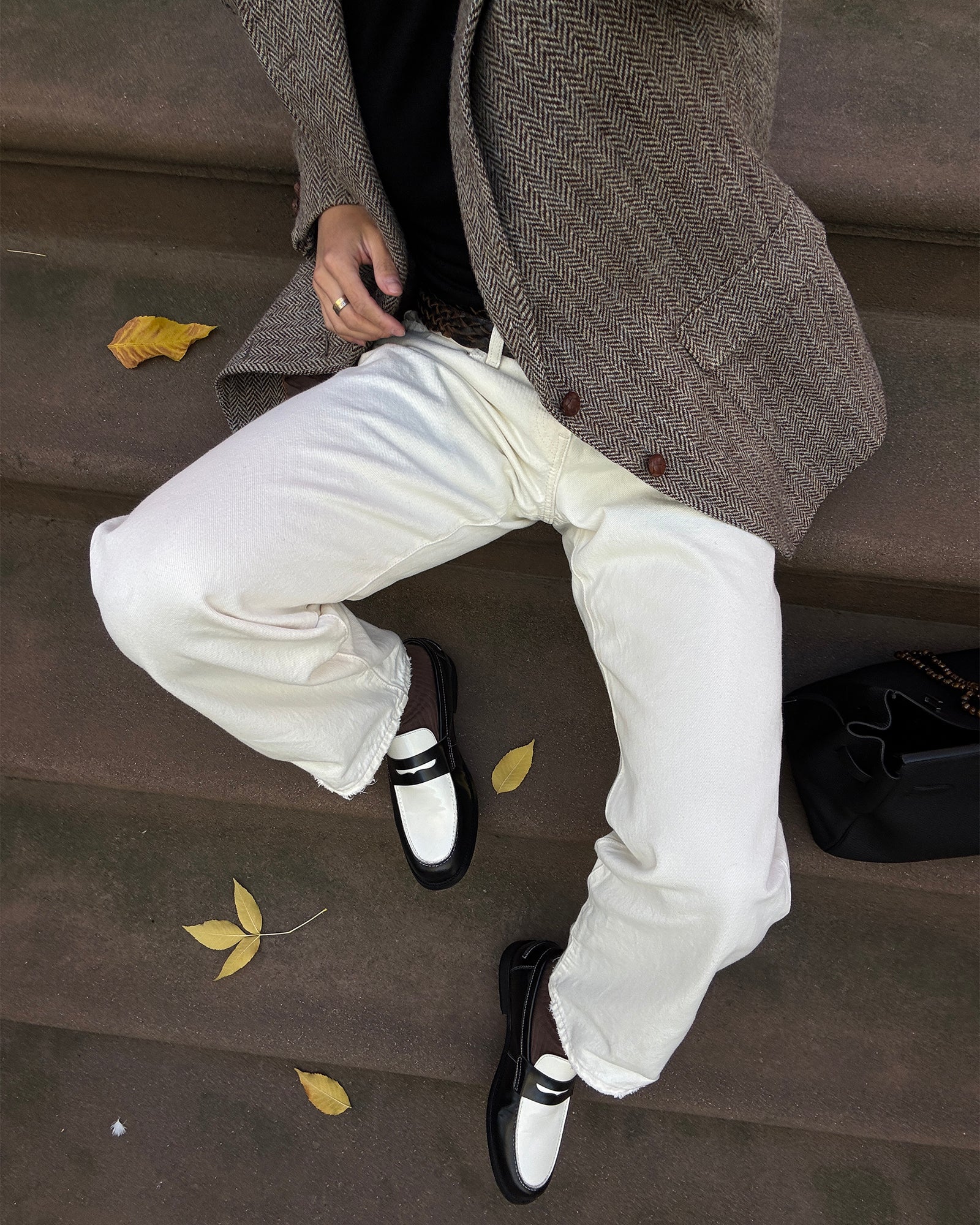 Natan Black/white Leather