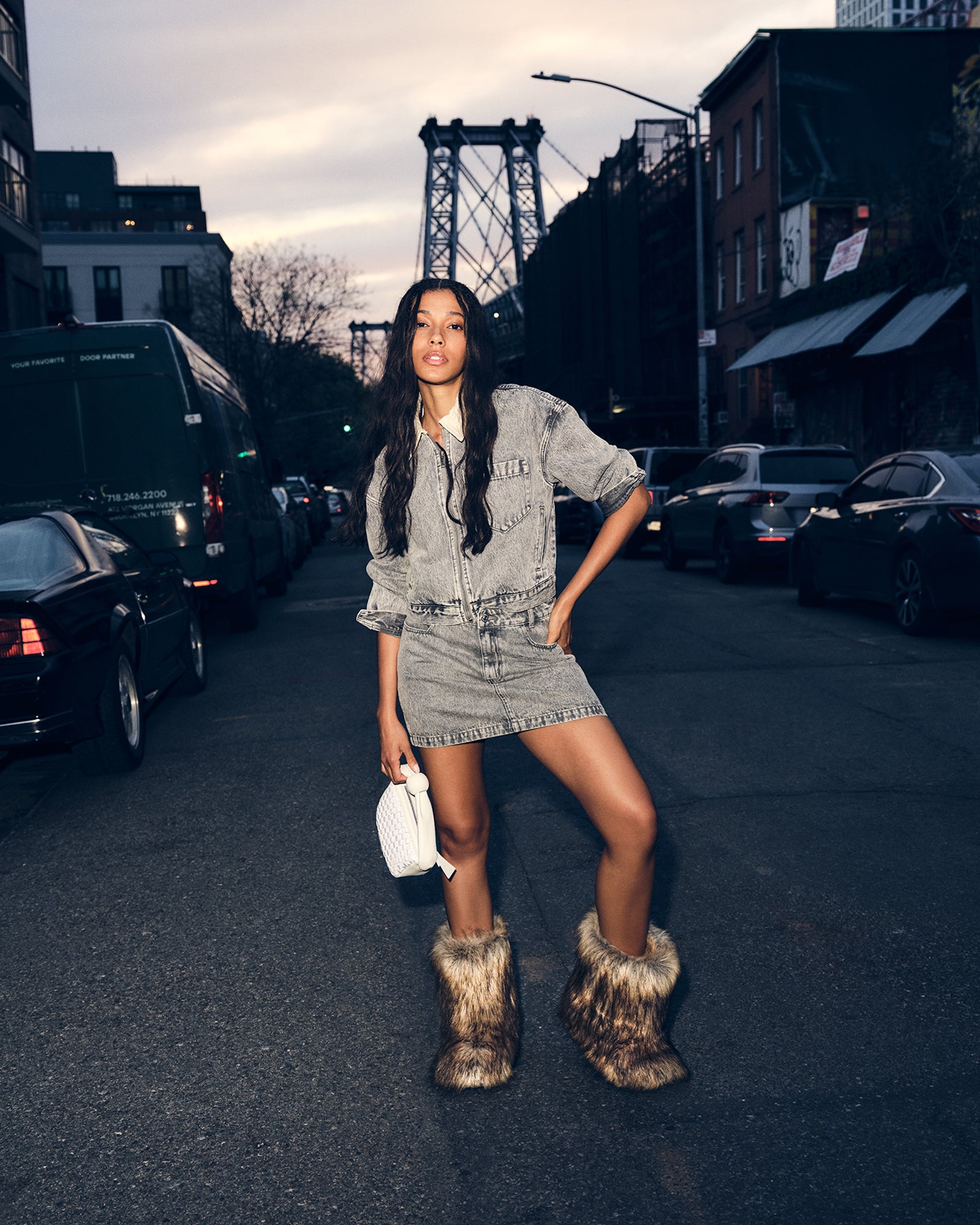Abaco Denim Skirt Light Grey