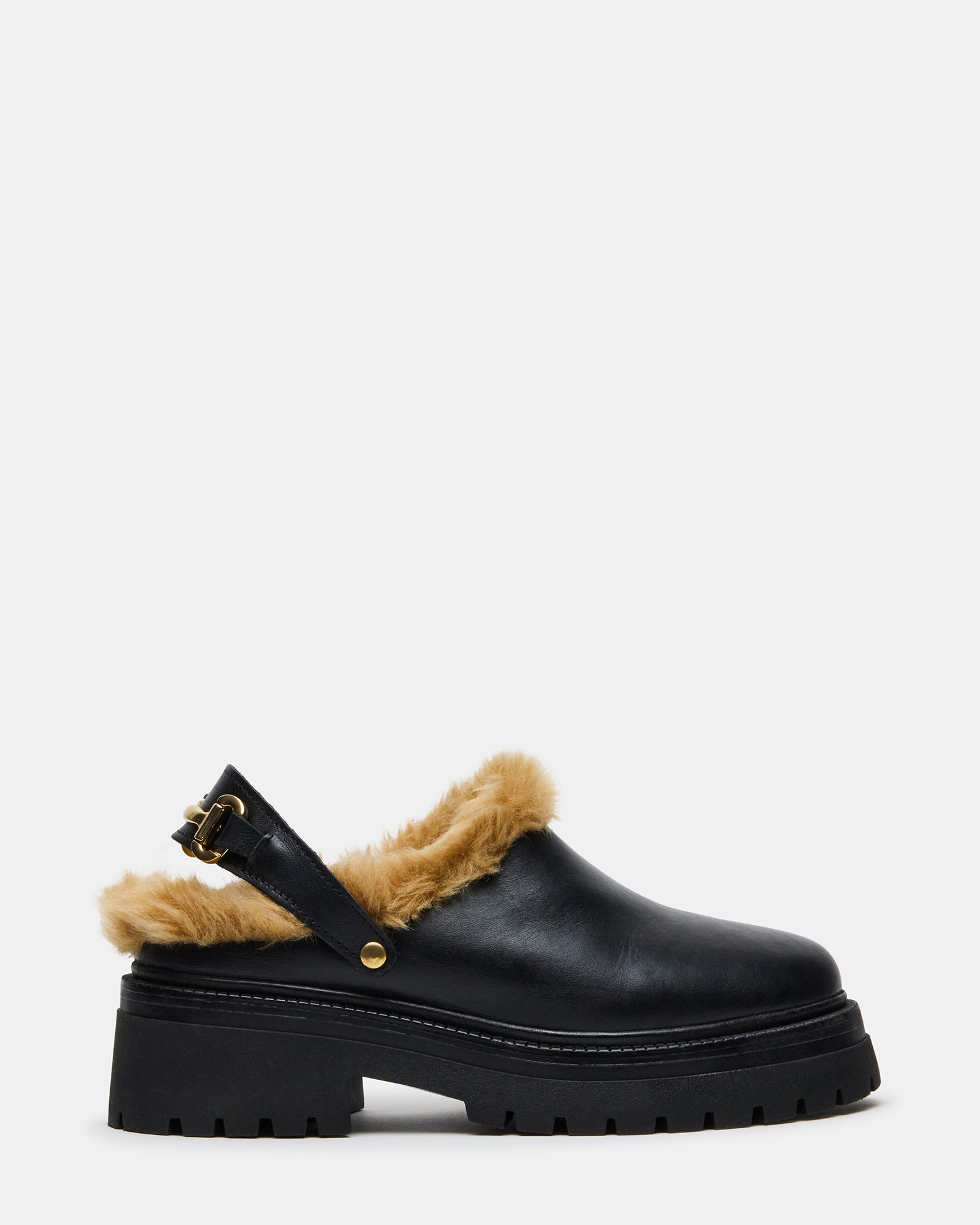 Erba Faux Fur Black Leather