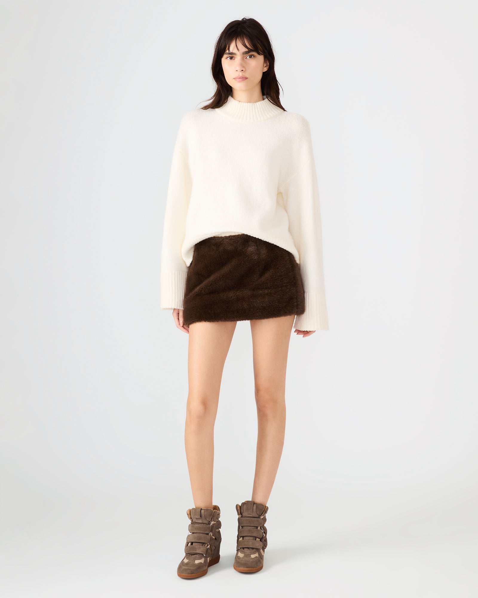 Aviva Faux Fur Skirt Dark Espresso
