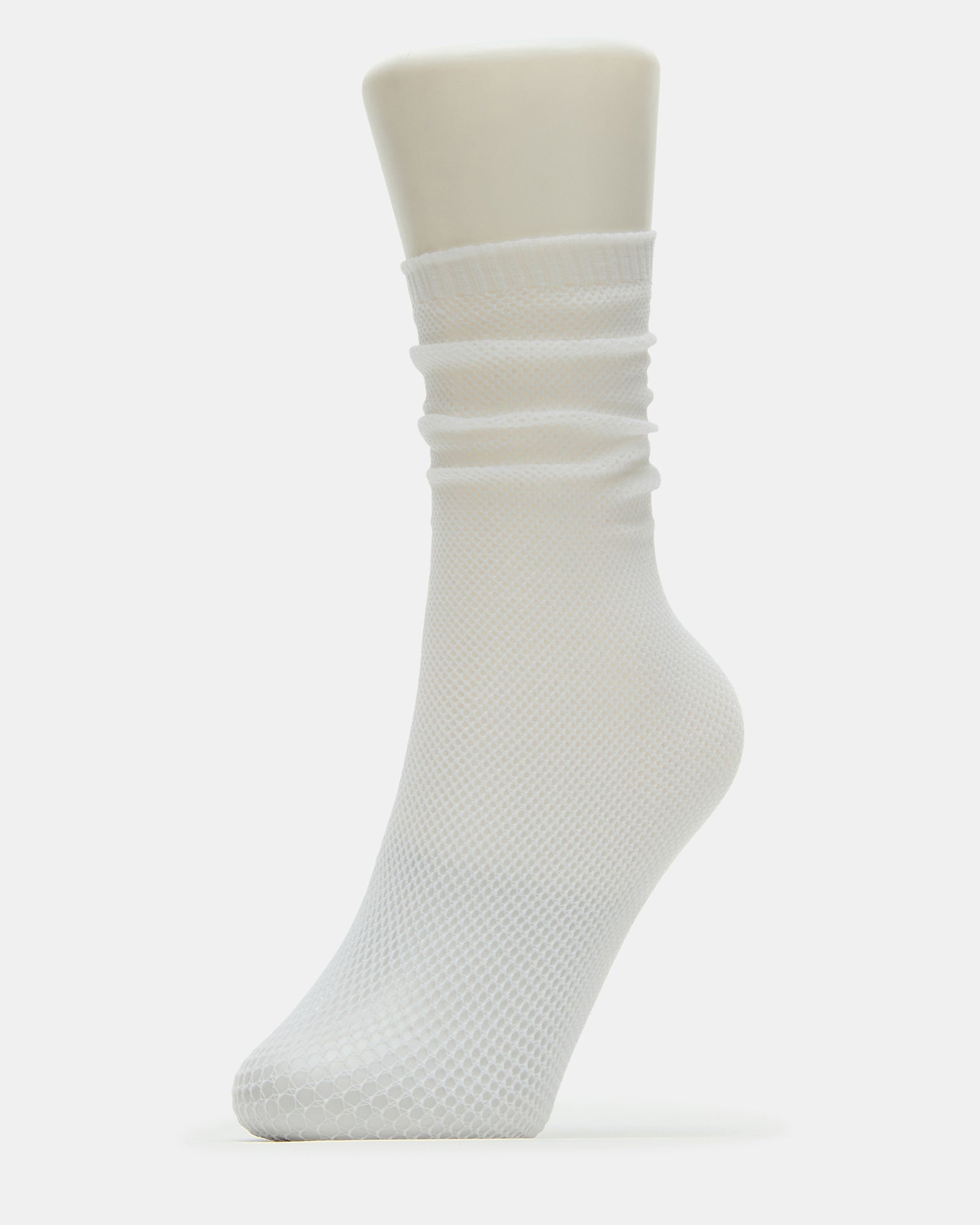 Fishnet Slouchy Crew Socks White