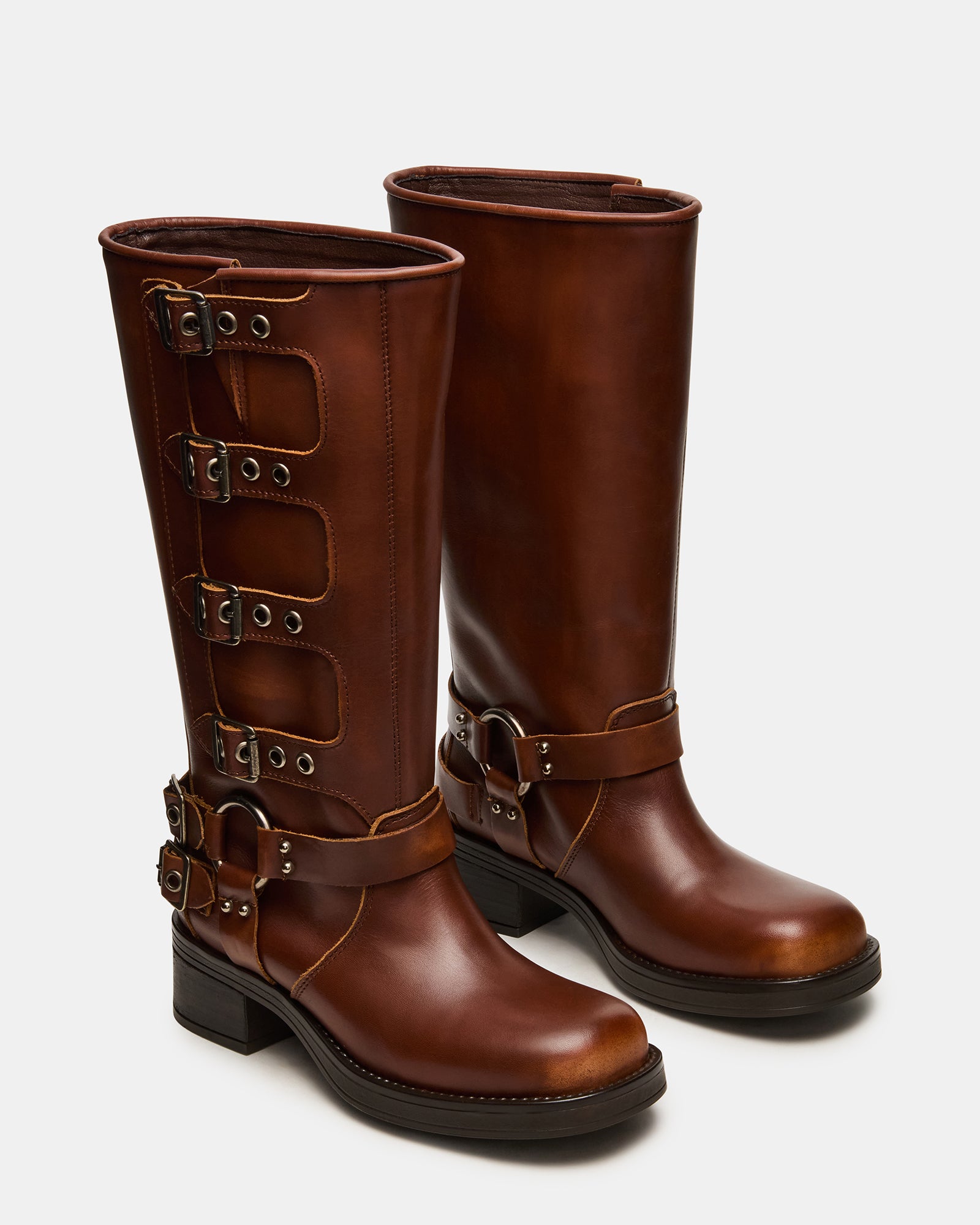 Rocky Cognac Distressed Wide Calf