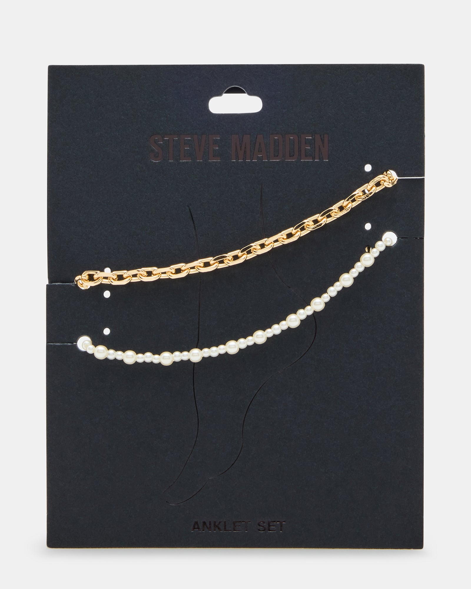2-piece Pearl Chain Anklet Set